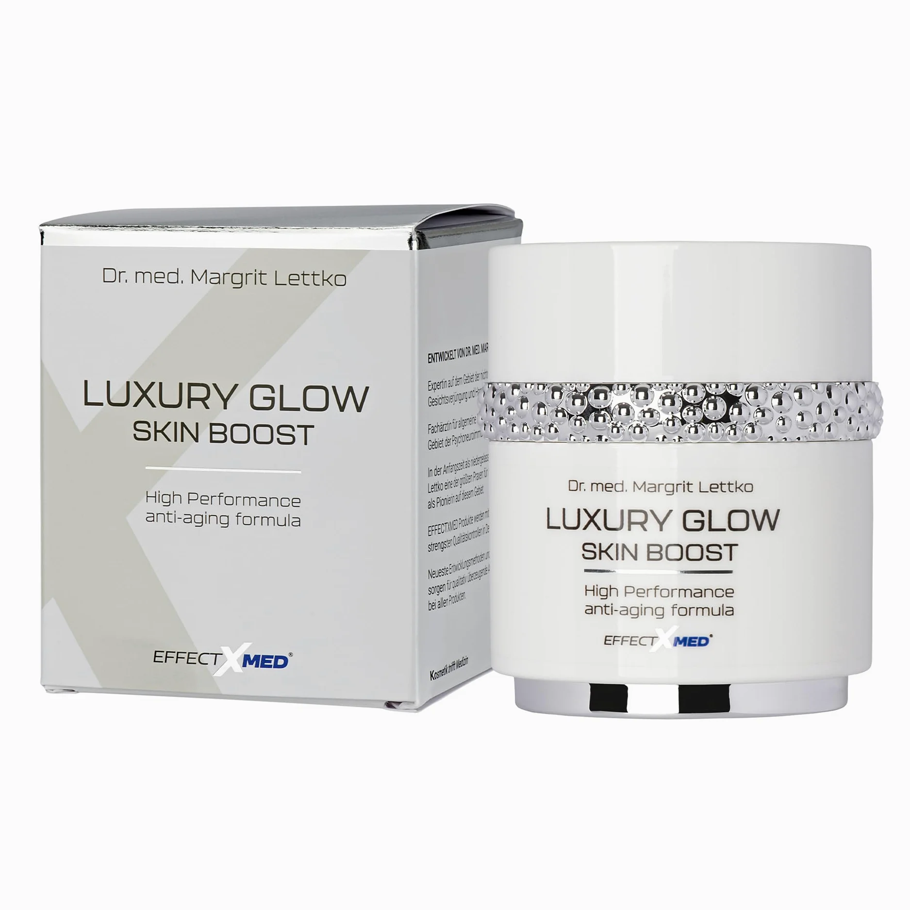 EFFECTXMED – Luxury Glow Skin Boost krem przeciwzmarszczkowy 50 ml – bardzo skuteczny krem nawilżający z ekstraktami roślinnymi opracowany przez Dr. Margrit Lettko – medyczny krem do twarzy