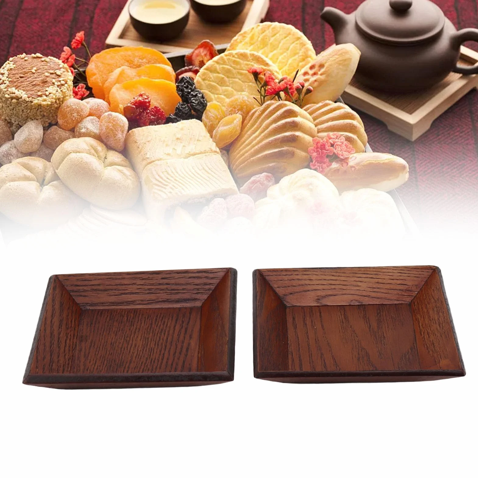 50 Sztuk Kwadratowych Talerzy Drewnianych, Jednorazowych Talerzy Bambusowych na imprezę, Wesele, przystawkę, Deser, Catering i do Użytku Domowego, 3,94 X 3,94 X 0,6 Cala (Dł.