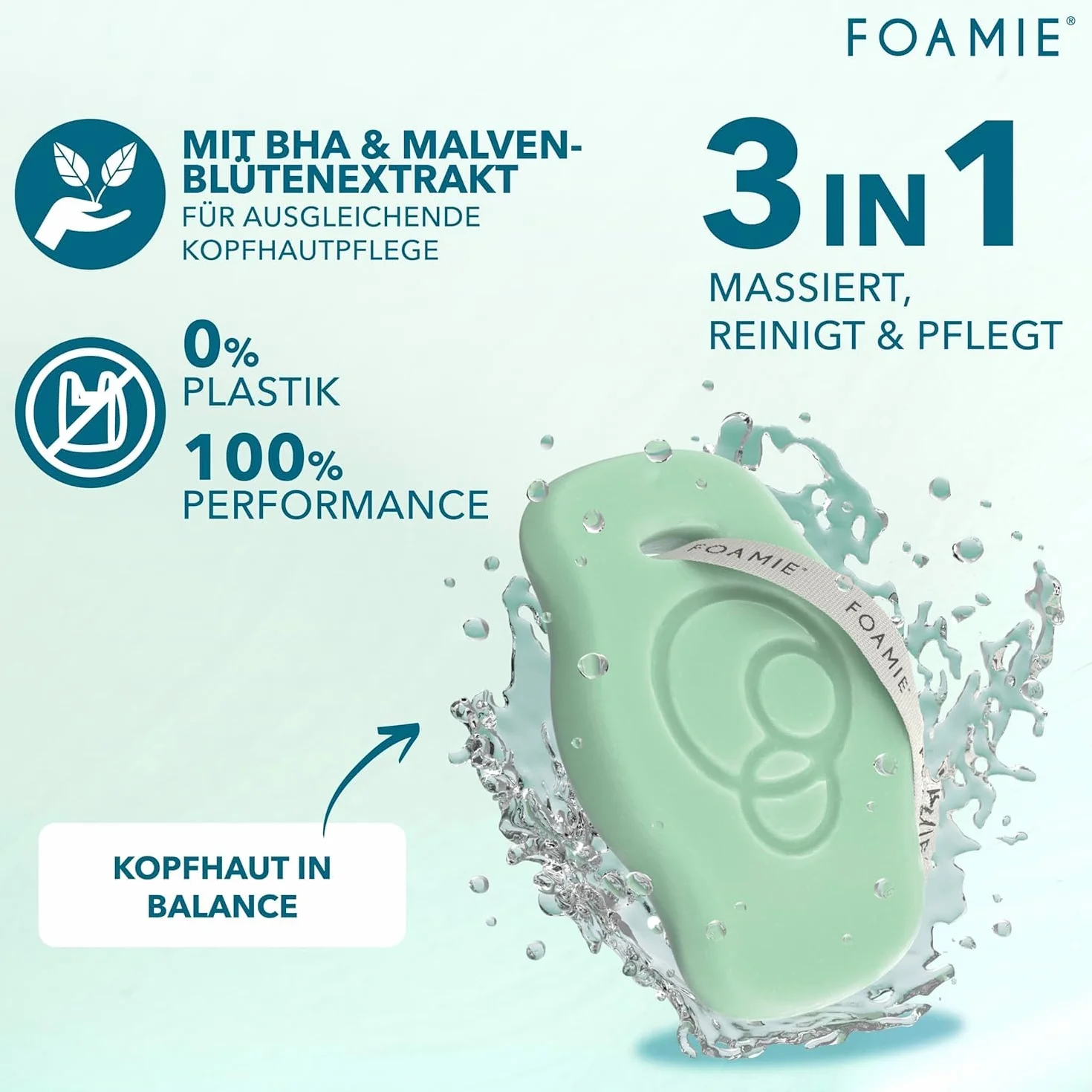 Foamie Bha Scalp Szampon, Przezroczysty, 80 g