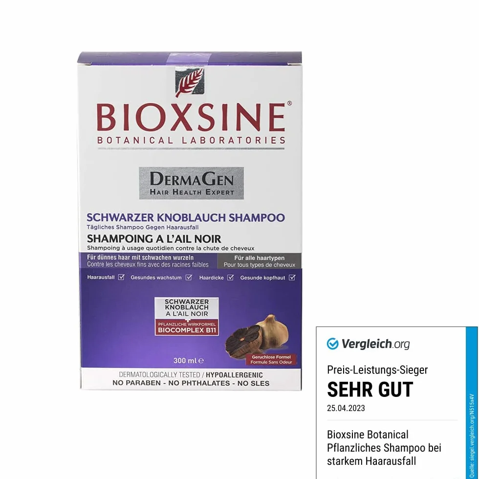 Bioxsine Szampon ziołowy z czarnym czosnkiem dla wzrostu włosów i zdrowych włosów, bezwonny, do wszystkich rodzajów włosów, odpowiedni dla kobiet i mężczyzn, 300 ml