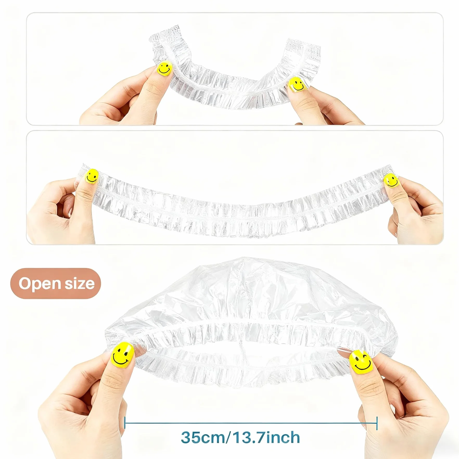 100 jednorazowych czepków prysznicowych unisex duże plastikowe czepki do włosów do głębokiej kondycji czepek prysznicowy wielokrotnego użytku wodoodporne dla kobiet mężczyzn pielęgnacja włosów czepek
