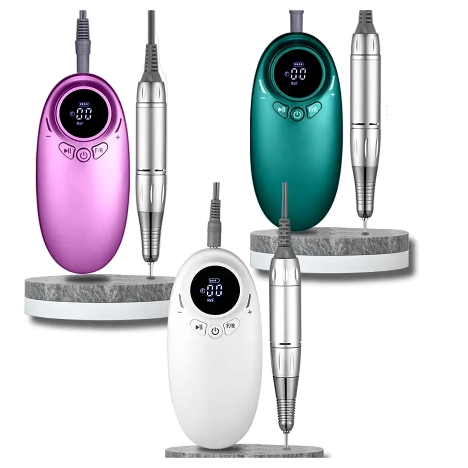 Elektryczna frezarka do paznokci, 35000 obr./min bezrdzeniowy silnik bezprzewodowa elektryczna wiertarka do paznokci, przenośna akumulatorowa Manicure do treningu i użytku domowego(Wit)
