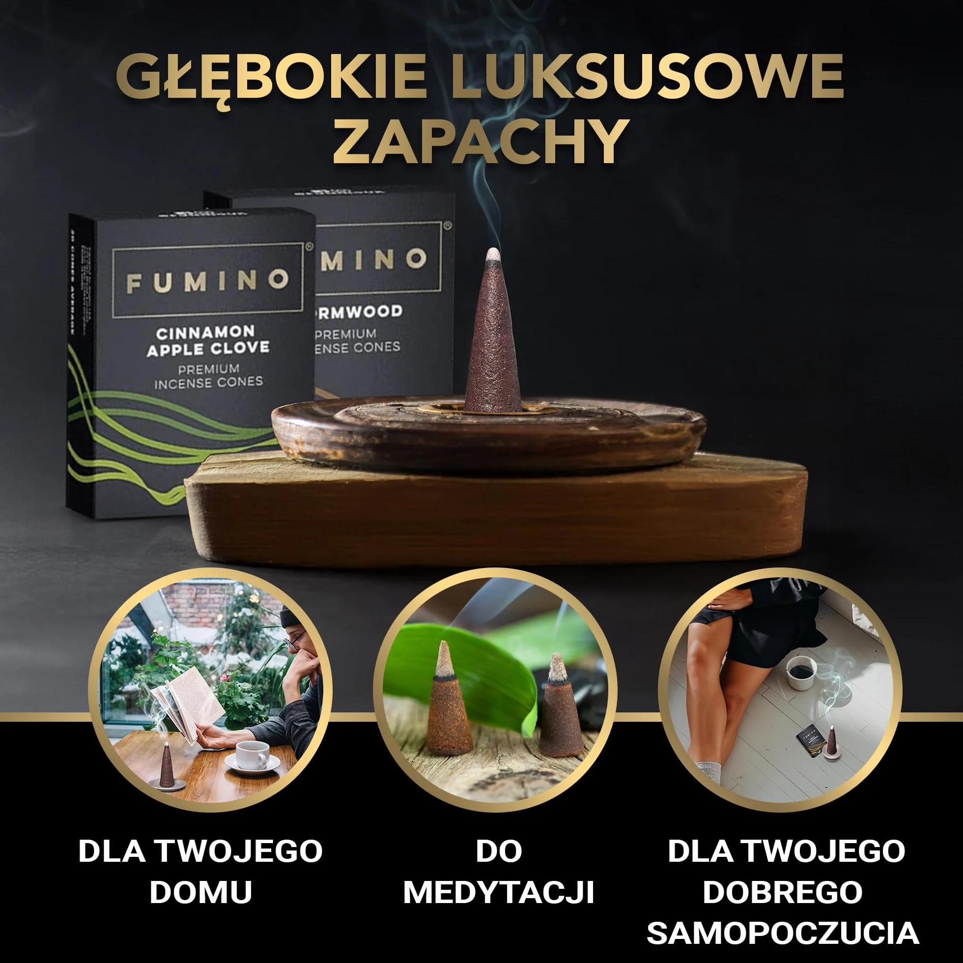 Fumino Zapach Kalifornijskiej Białej Szałwii Kadzidełka Stożkowe z Przepływem Zwrotnym 15 sztuk Masala Agarbatti Joss