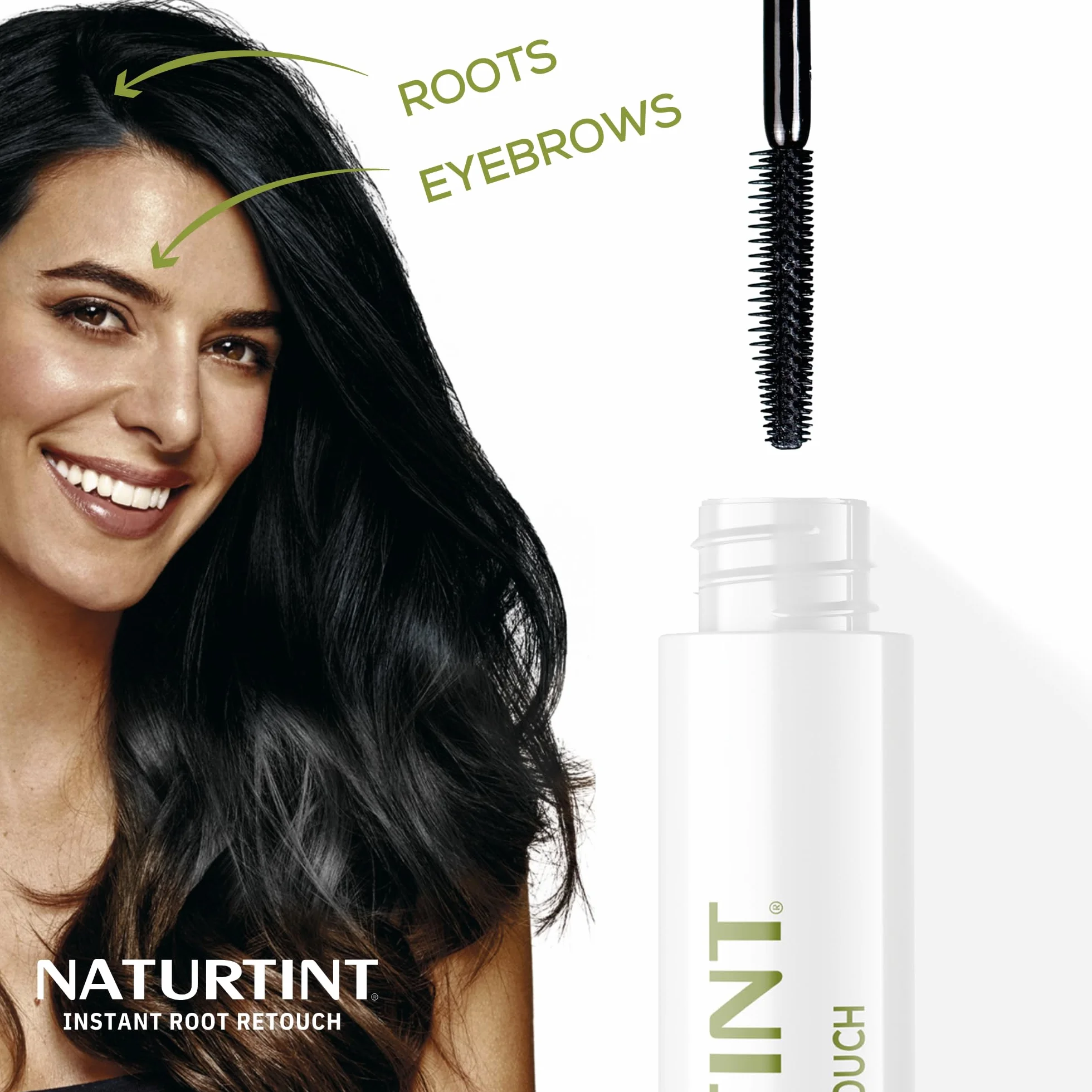 Naturtint Instant Root Retouch | tymczasowy środek do korekcji włosów siwych do korzeni i brwi | praktyczny i wygodny dzięki pędzelkowi | 98,5% naturalnych składników | ciemnobrązowy | 10 ml
