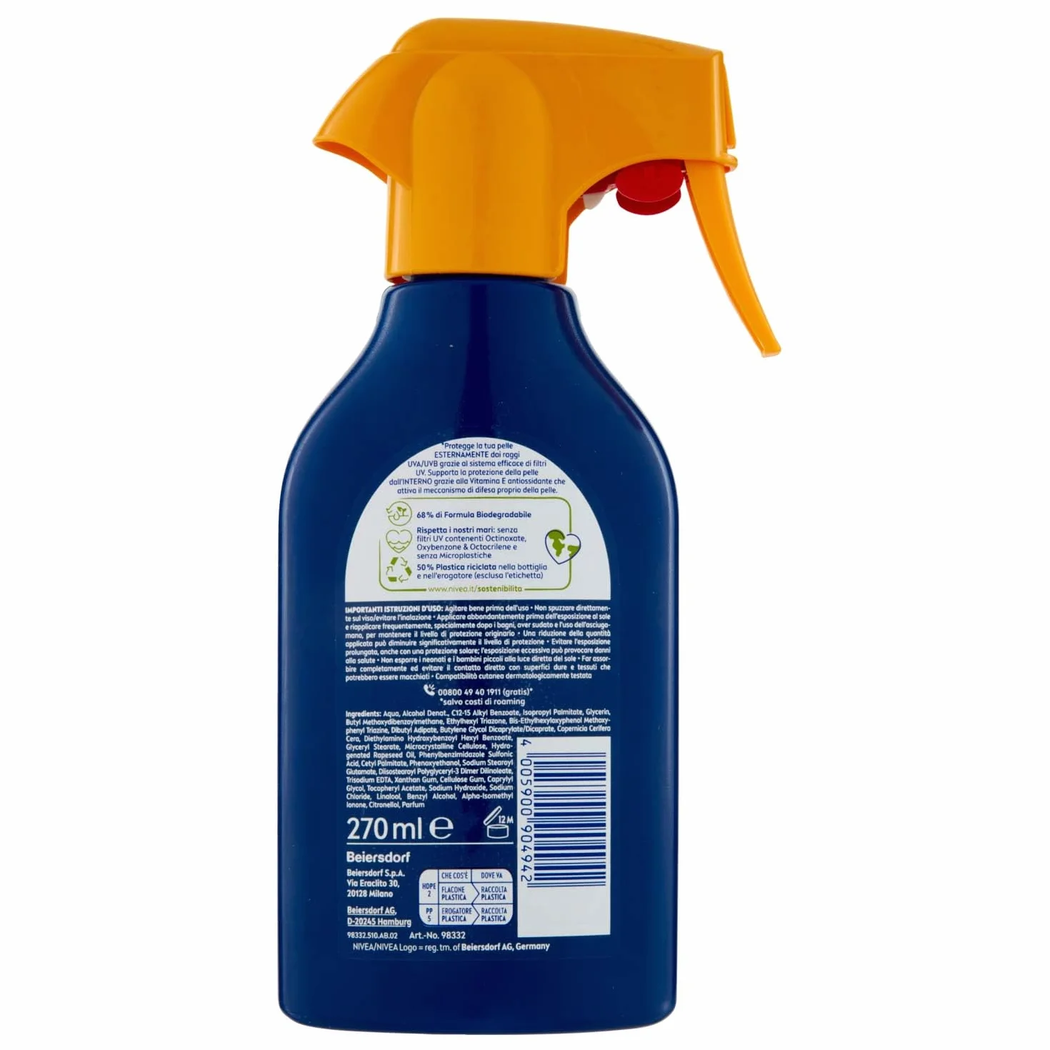 NIVEA SUN Maxi Solare Protect & Hydrate SPF 50+ w butelce z rozpylaczem 270 ml, krem przeciwsłoneczny nawilżający do 48 h, krem przeciwsłoneczny z biodegradowalną formułą
