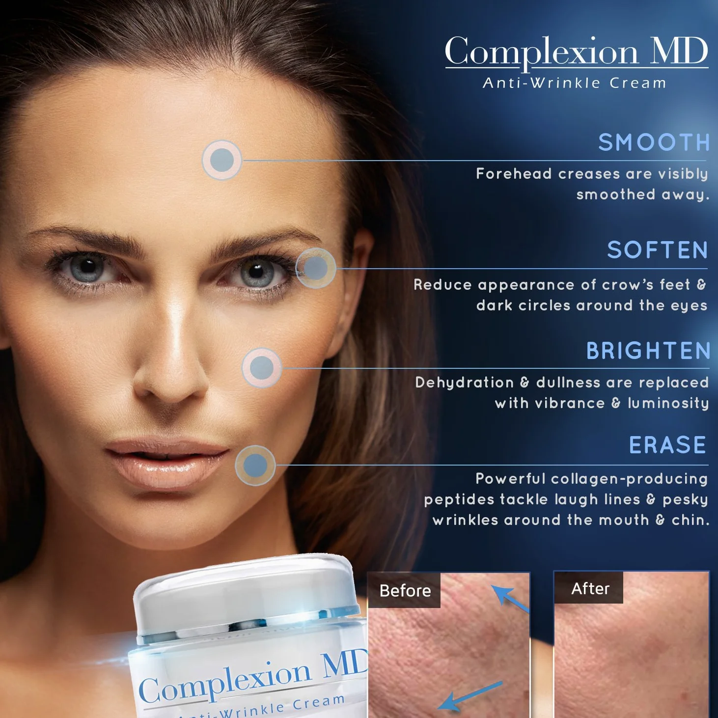 Complexion MD Advanced krem przeciwzmarszczkowy – klinicznie przetestowane multipeptydy z kwasem hialuronowym – pielęgnacja twarzy do pielęgnacji skóry – hipoalergiczny do wszystkich rodzajów skóry