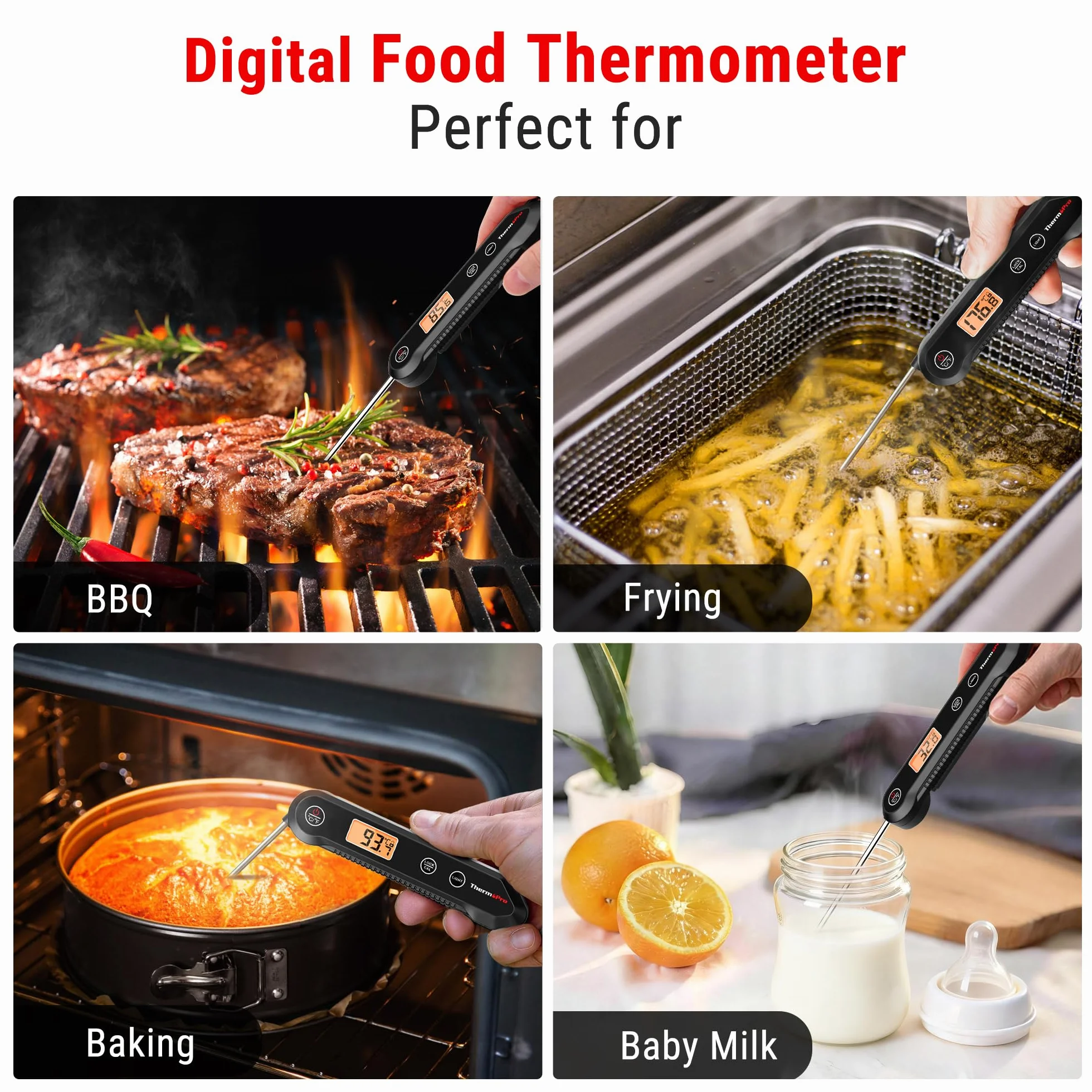 ThermoPro TP03H Termometr do mięsa ze składaną sondą IPX6