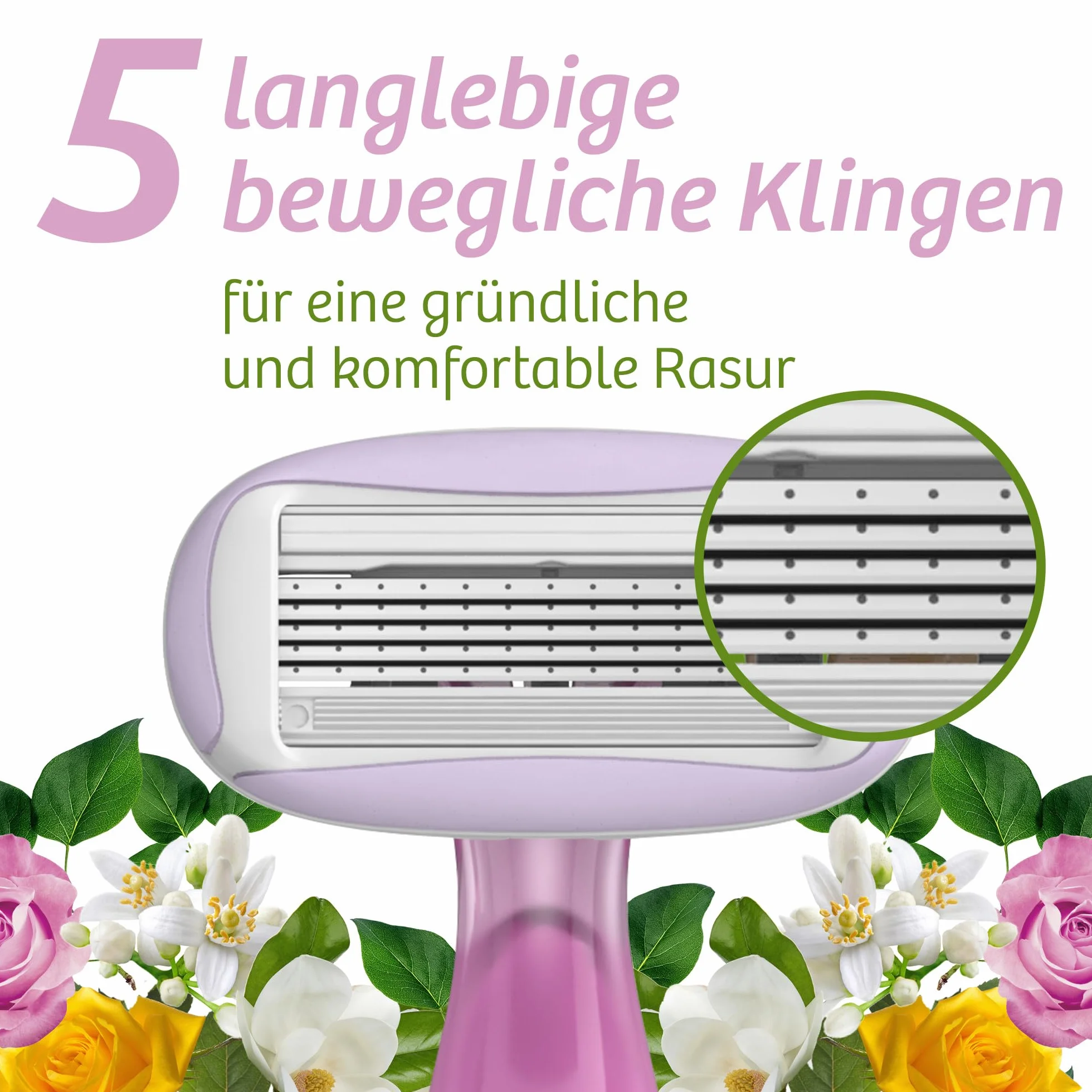BIC Soleil Escape Maszynka do strzyżenia dla kobiet, różowo-magnolia, z 5 liśćmi i opaską nawilżającą z olejkiem migdałowym, 3 szt