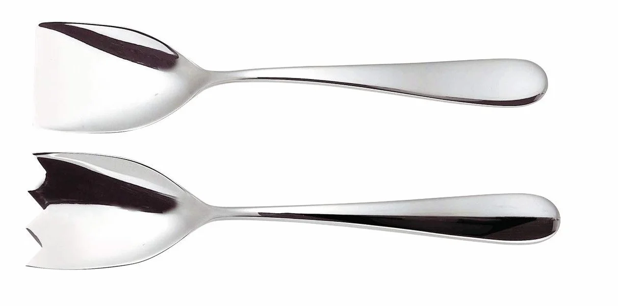 Alessi Nuovo Milano sztućce do sałatek, stal nierdzewna, srebrne, 2 sztuki