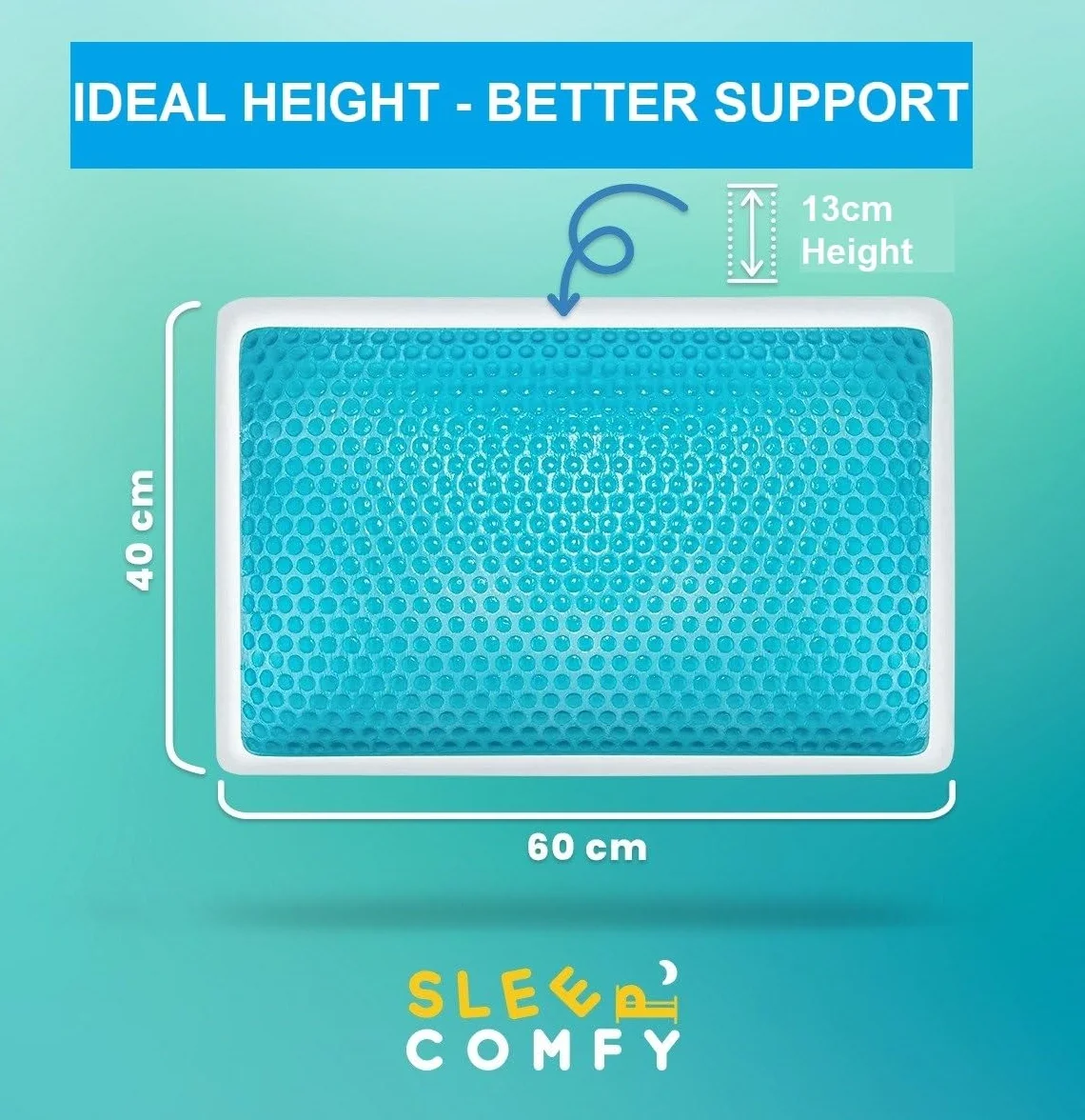 SLEEP COMFY Premium Memory Foam Gel Pillow – ortopedyczna poduszka pod szyją, Oeko-Tex, technologia chłodzenia żelowa