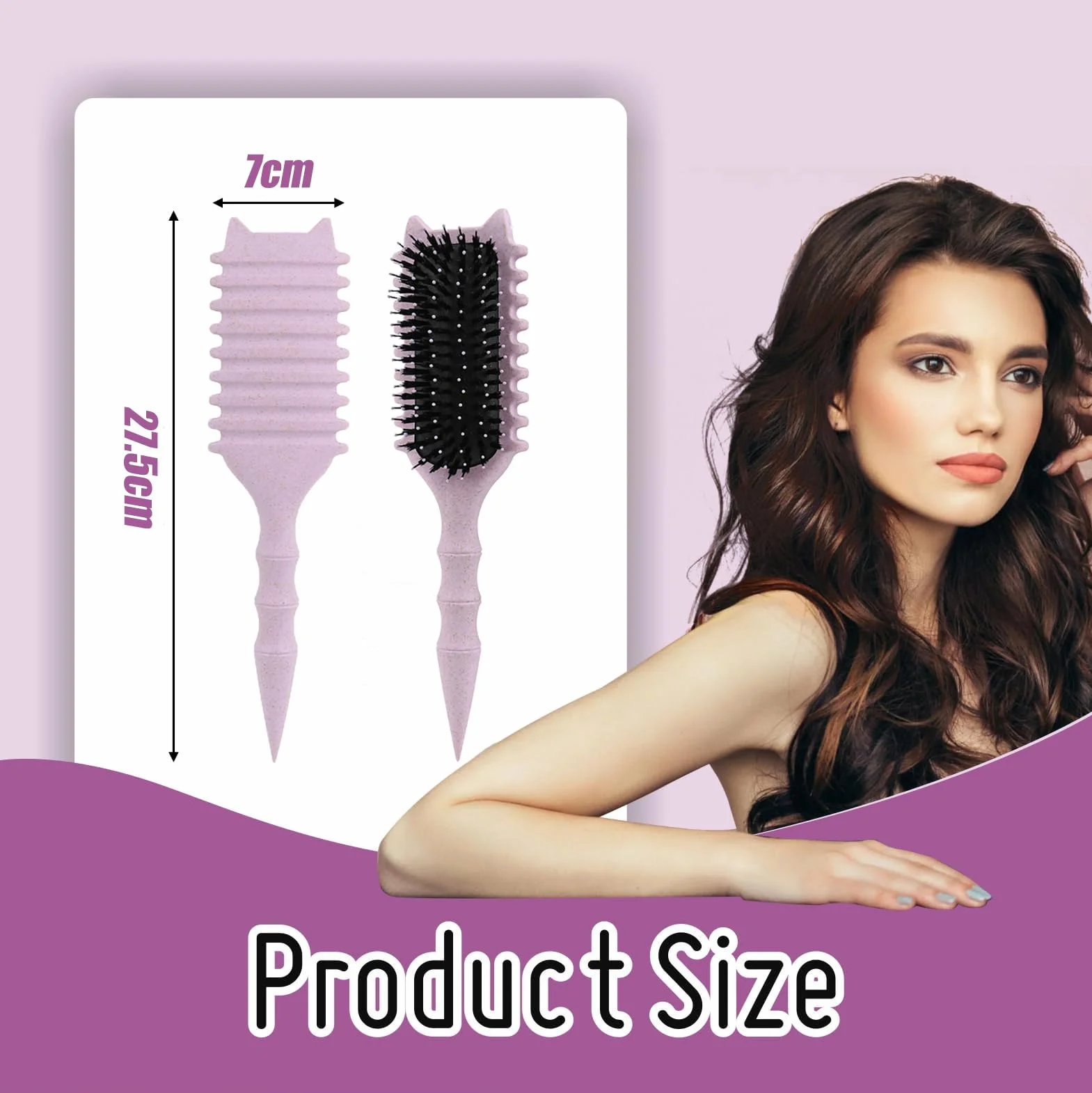 Szczotka do włosów Curl Hair Brush do stylizacji loków, szczotka do włosów, z włosia dzika, wielofunkcyjna, bez ciągnięcia, masowania i rozczesywania (fioletowa)