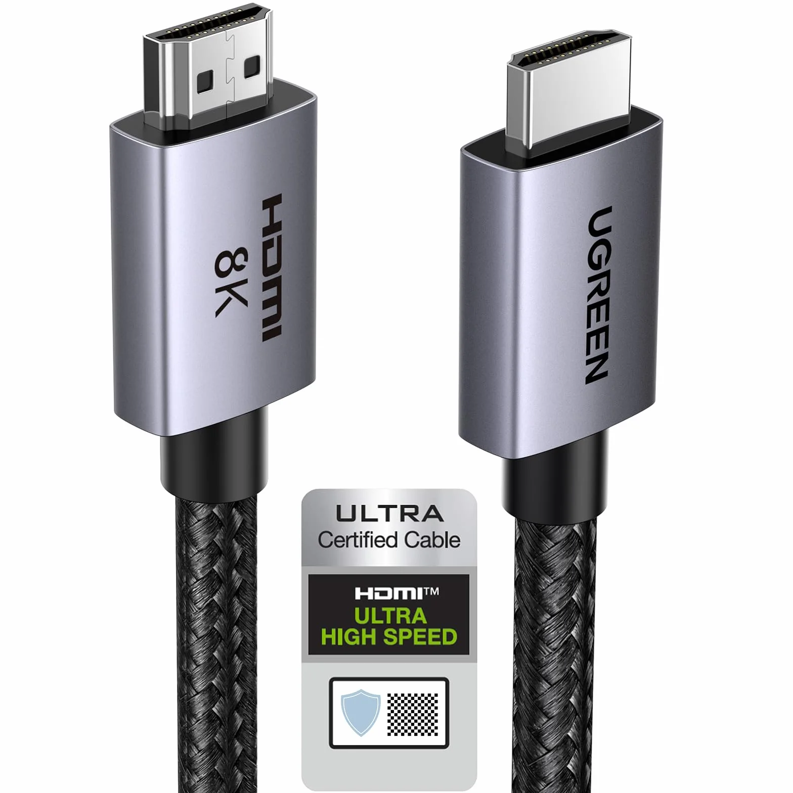UGREEN Kabel HDMI 2.1 8K 60Hz 4K 240Hz 165Hz 144Hz 120Hz 48Gbit/s High Speed, Kabel HDMI 2.1 Ultra HD eARC HDR 10+ HDCP Dolby Vision VRR Kompatybilny z TV/PS5/PS4/ Xbox Series X/Monitor/Laptop (3M)