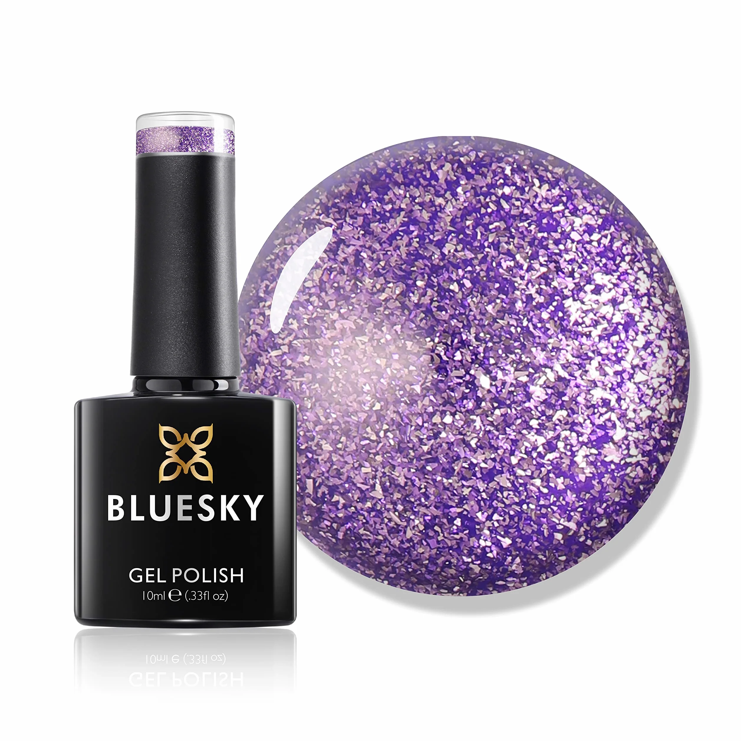 Bluesky Lakier żelowy, ametyst aura, Platinum14, rozpuszczalny żel lakier do paznokci, błyszczący, fioletowy, 10 ml