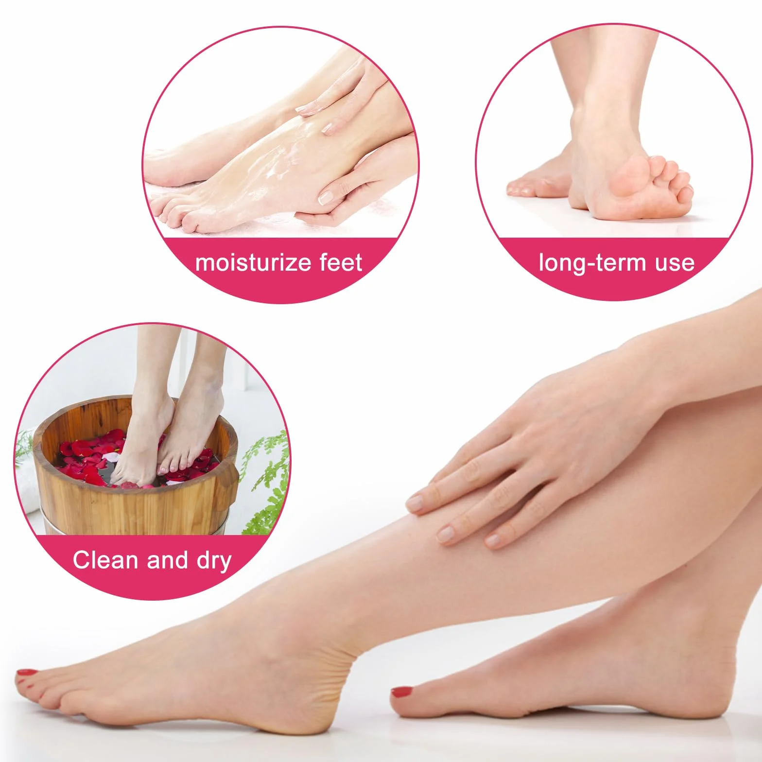 2 Pary Silikonowe Skarpetki do Pedicure, Skarpetki Nawilzajace Spa dla Kobiet Miekkie Skarpetki Zelowe do Stóp na Suche Popekane Piety Stopy Palce (Rózowy, Bezowy)