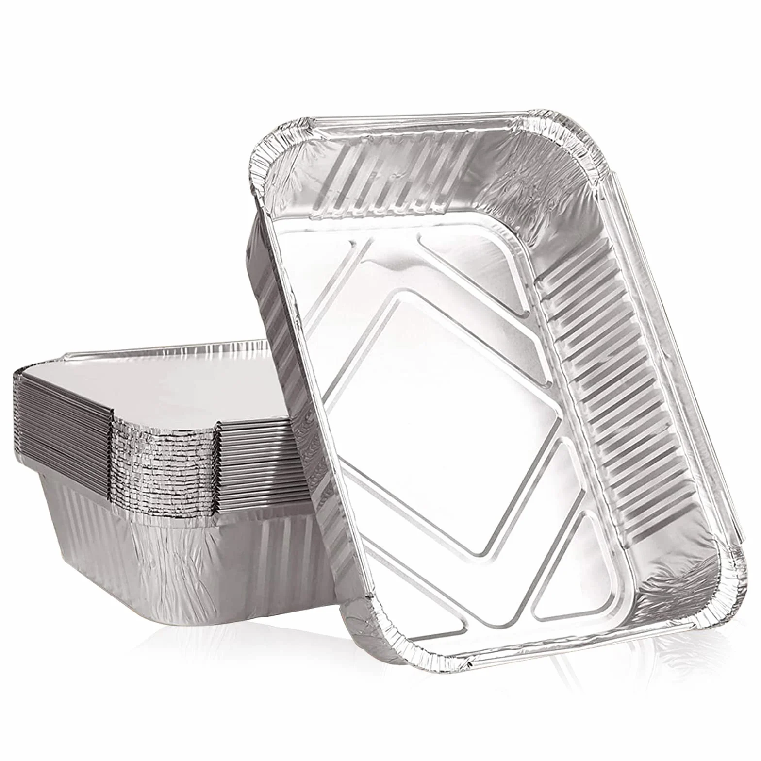 Aluminiowe pojemniki do przechowywania z pokrywką, 1000 ml, średniej wielkości, jednorazowe, do pieczenia, grillowania, pieczenia, na wynos, gotowania, zamrażarki, 21,5 x 16 x 5 cm
