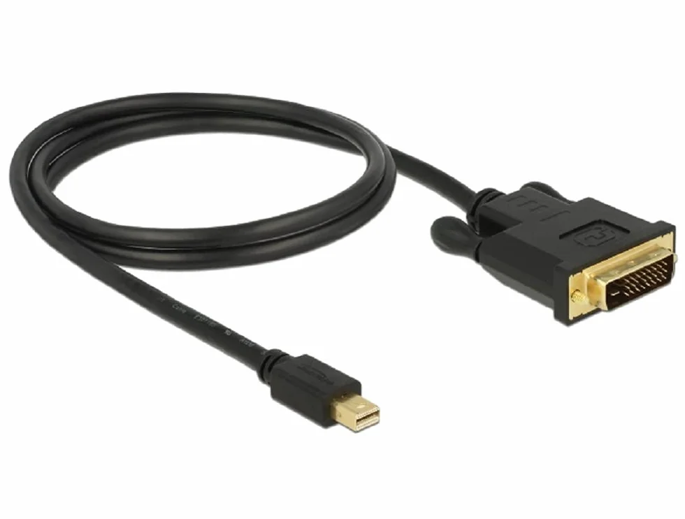 DeLOCK 83988 1 m Mini DisplayPort DVI-D czarny - adapter kabla wideo (1 m, Mini DisplayPort, DVI-D, męski, złoty)
