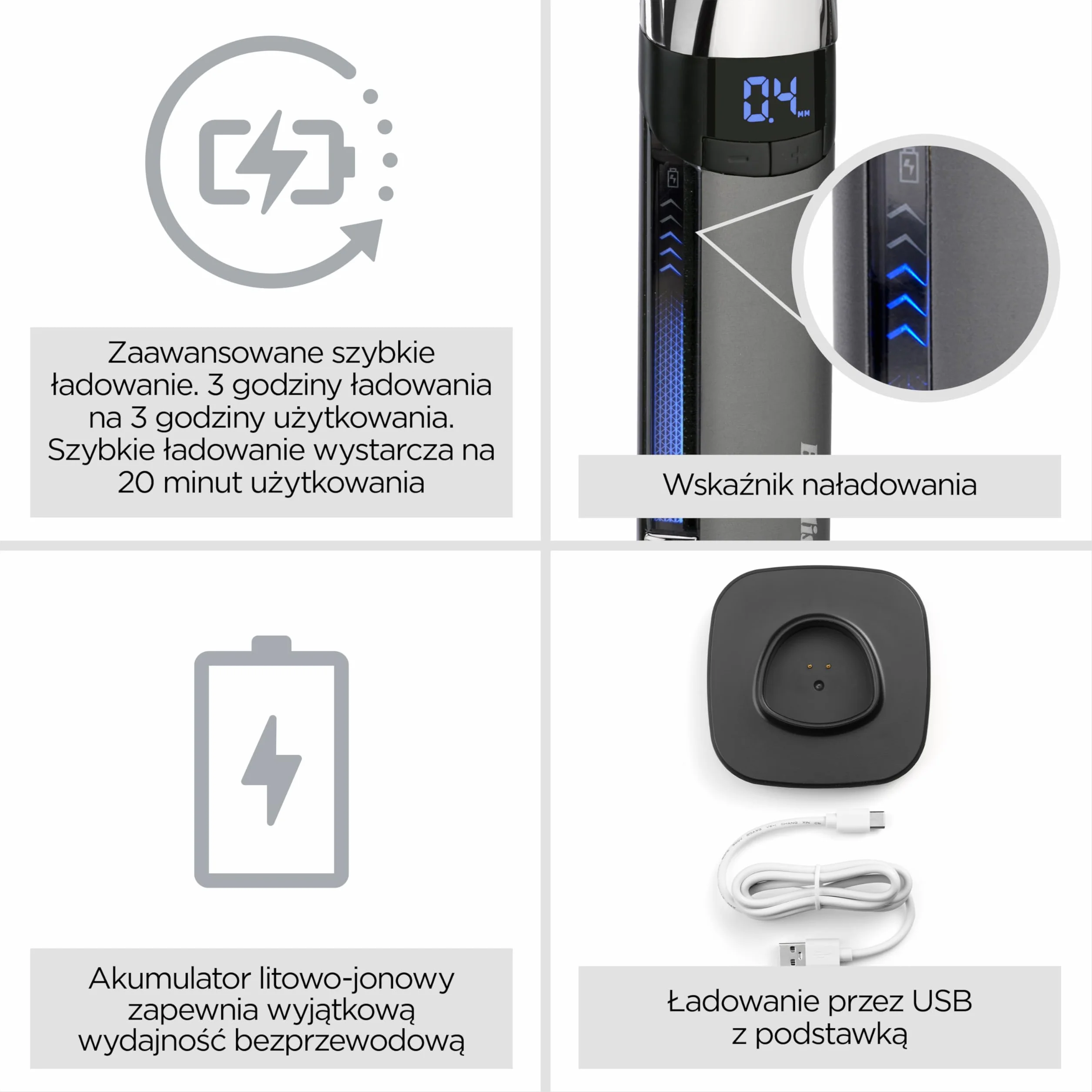 BaByliss Super‑X Trymer do Zarostu – Wodoodporny trymer do brody z japońskimi ostrzami stalowymi, regulacja motorowa (0,4–5 mm), wyświetlacz cyfrowy, bateria litowo‑jonowa, 90 minut pracy, S996E