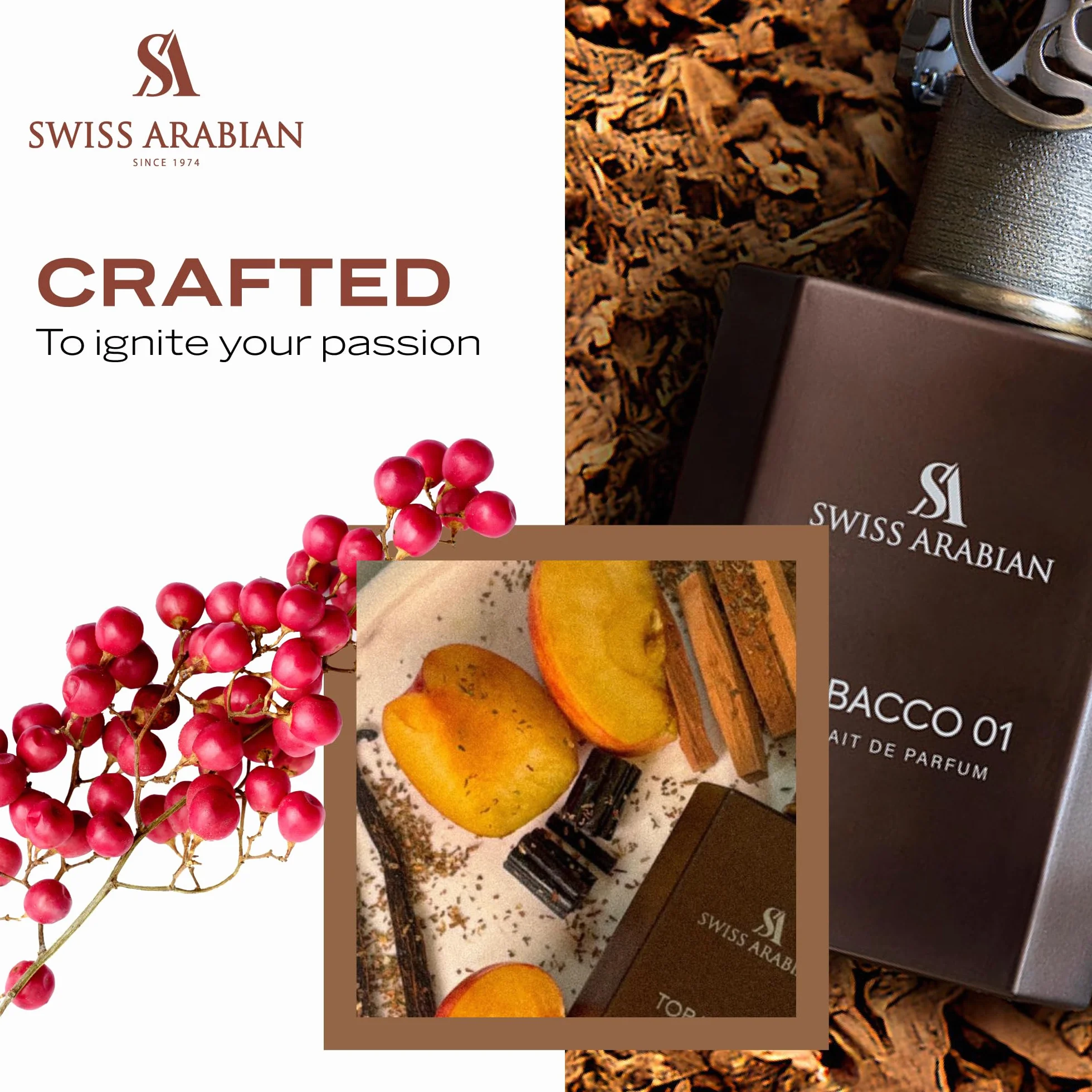 Swiss Arabian Tobacco 01 Extrait de Parfum Unisex 50 ml - luksusowa mieszanka zapachów tytoniu, wanilii, bursztynu, śliwki i piżma - ponadczasowy elegancki zapach