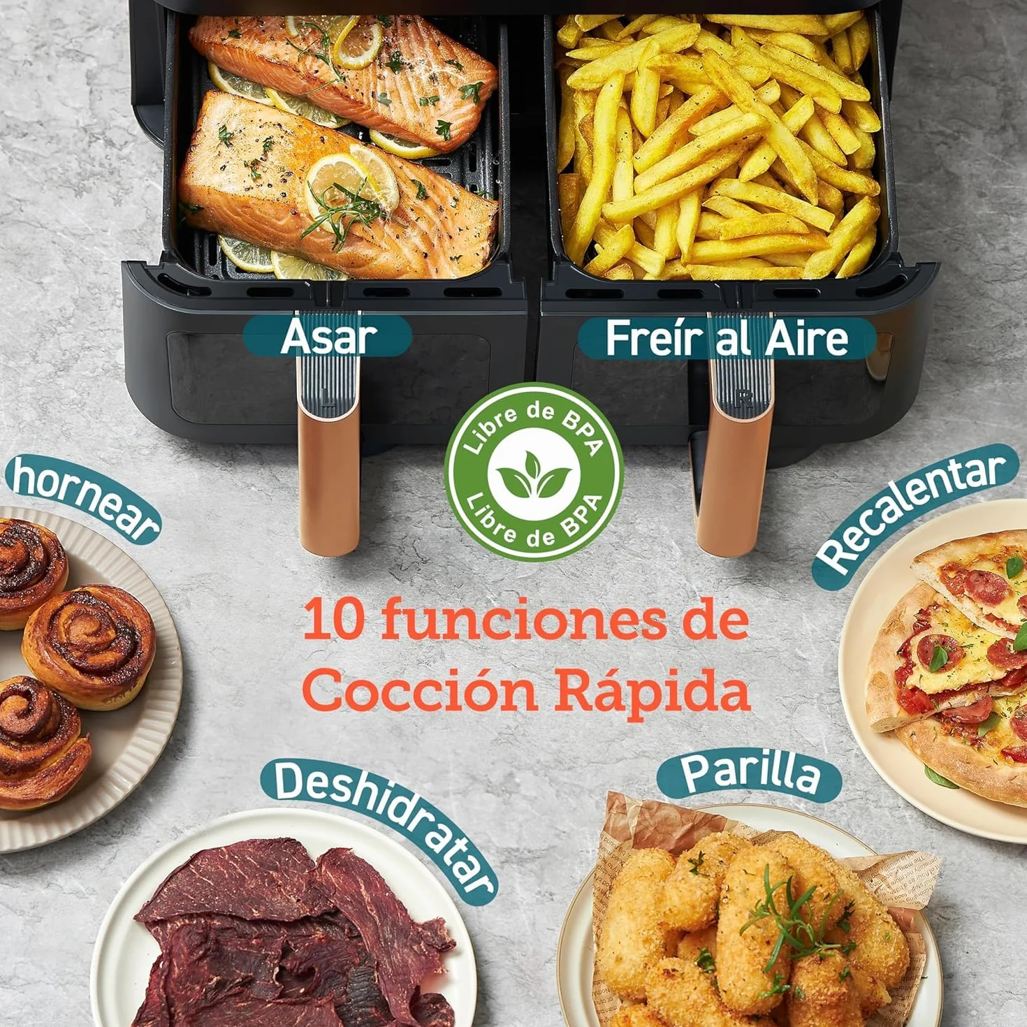 COSORI Cyfrowa frytkownica powietrzna 8,5 l duża pojemność funkcja 8 w 1 35-230°C okno CAF-R903