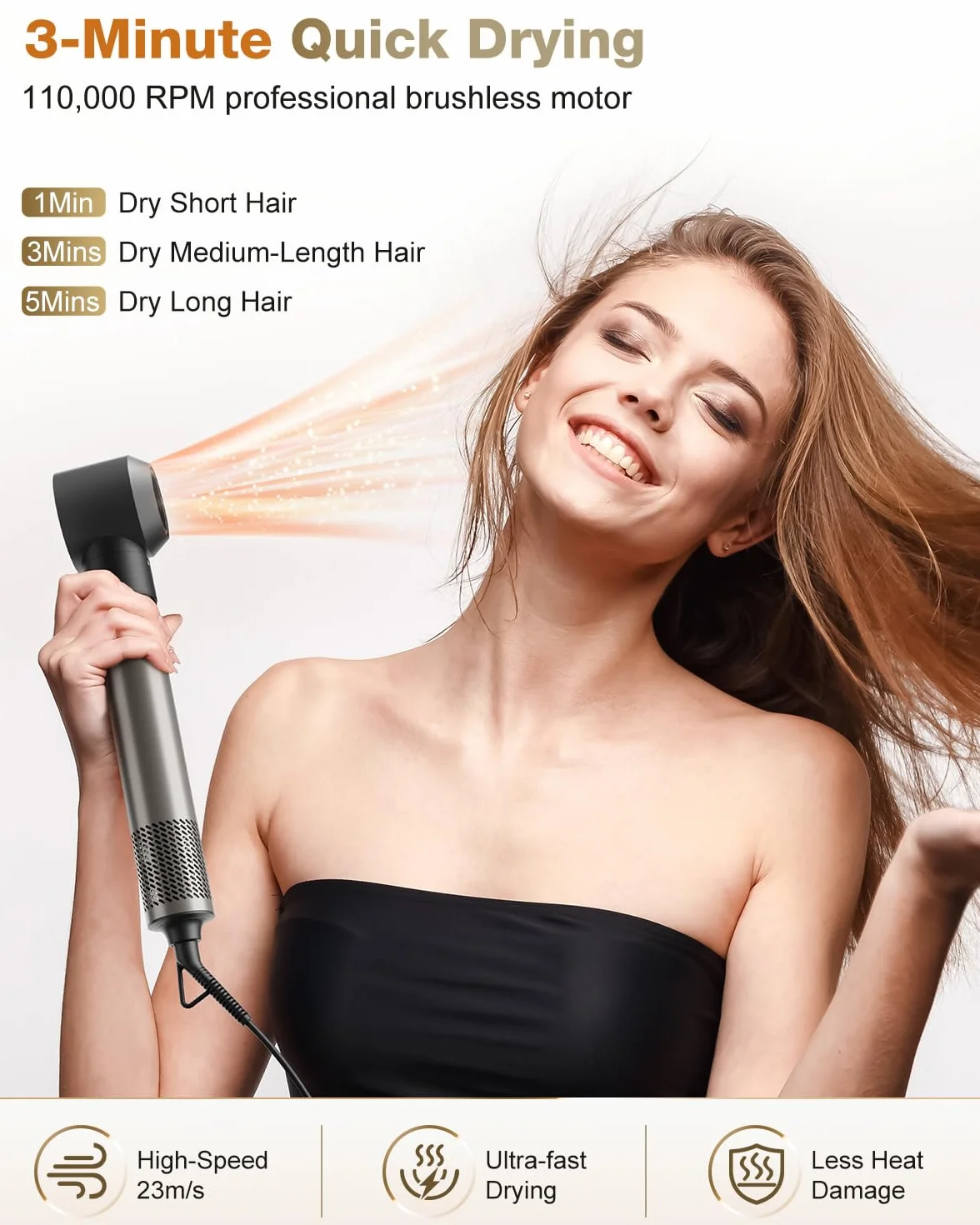 6 w 1 Airstyler, suszarka do włosów z jonami, wielofunkcyjny stylizator do włosów, 110000 obr/min, profesjonalna suszarka z gorącym powietrzem, automatyczna lokówka, prostownica, do stylizacji