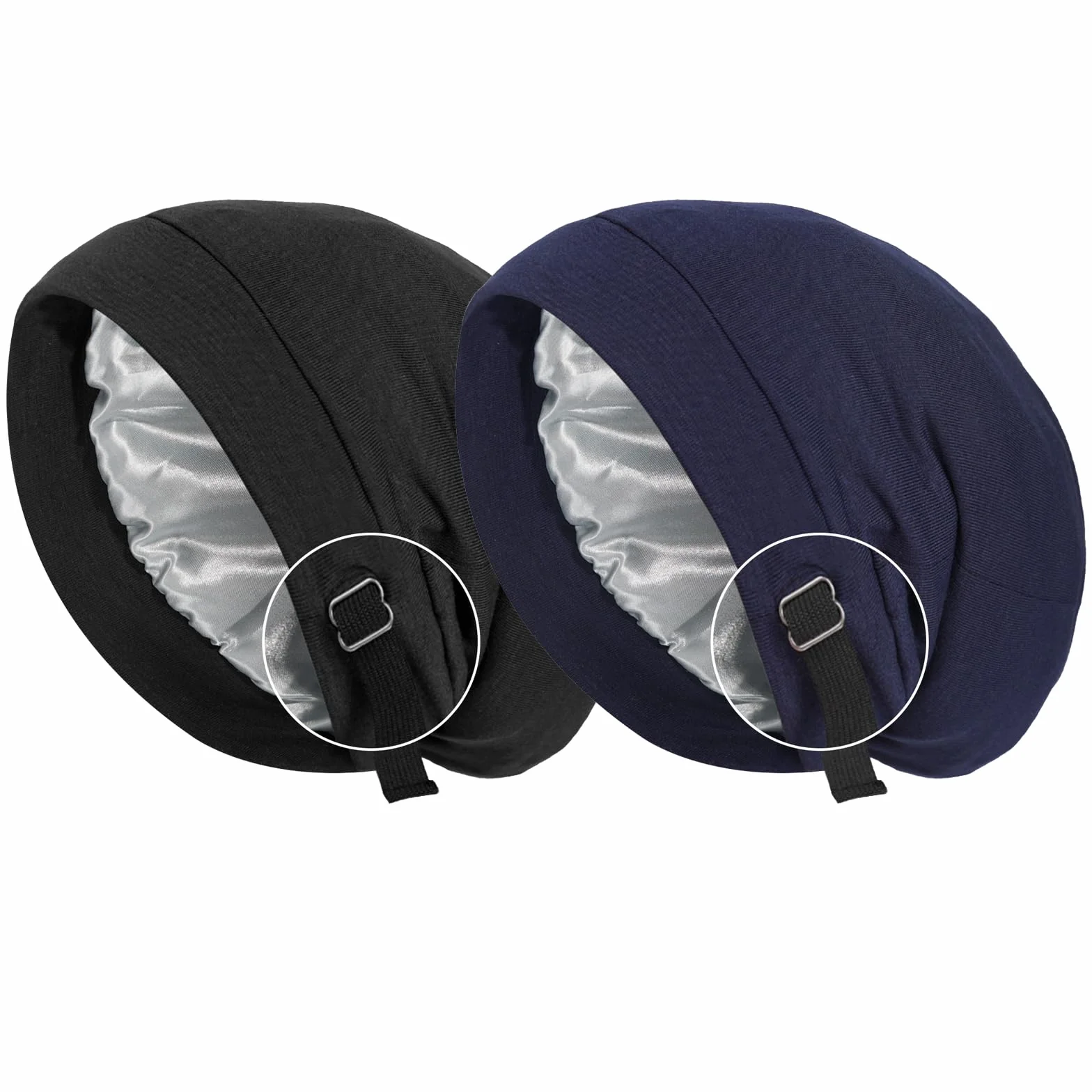 2 szt. satynowy czepek do spania dla kobiet i mężczyzn, regulowany czepek do spania, do chemioterapii, chusta na głowę, czapka beanie, opaska do włosów, rozmiar uniwersalny