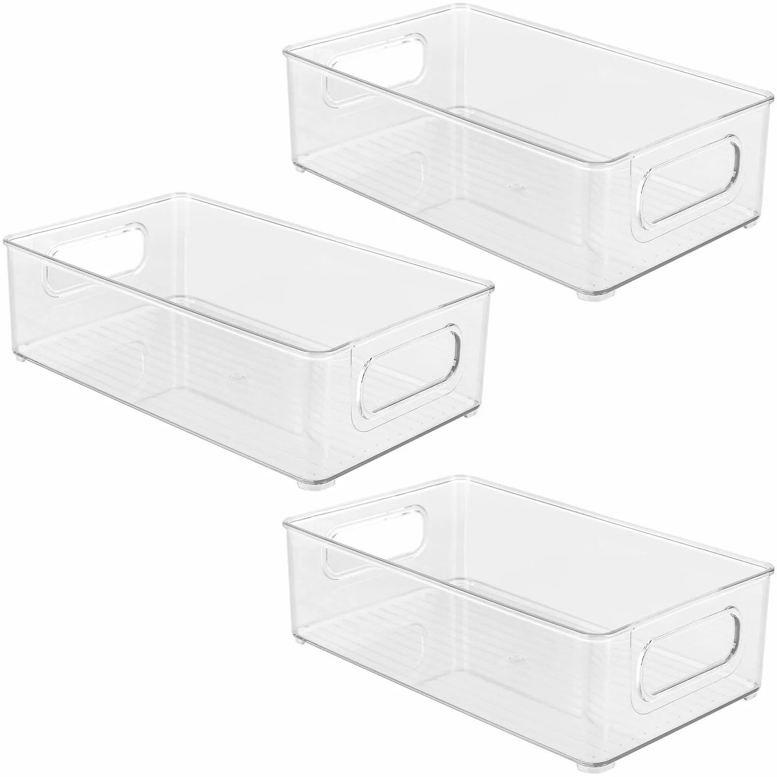 ZOENHOU 3 organizery do lodówki 25,5x15x7,6 cm przezroczyste pudełka do przechowywania z uchwytem