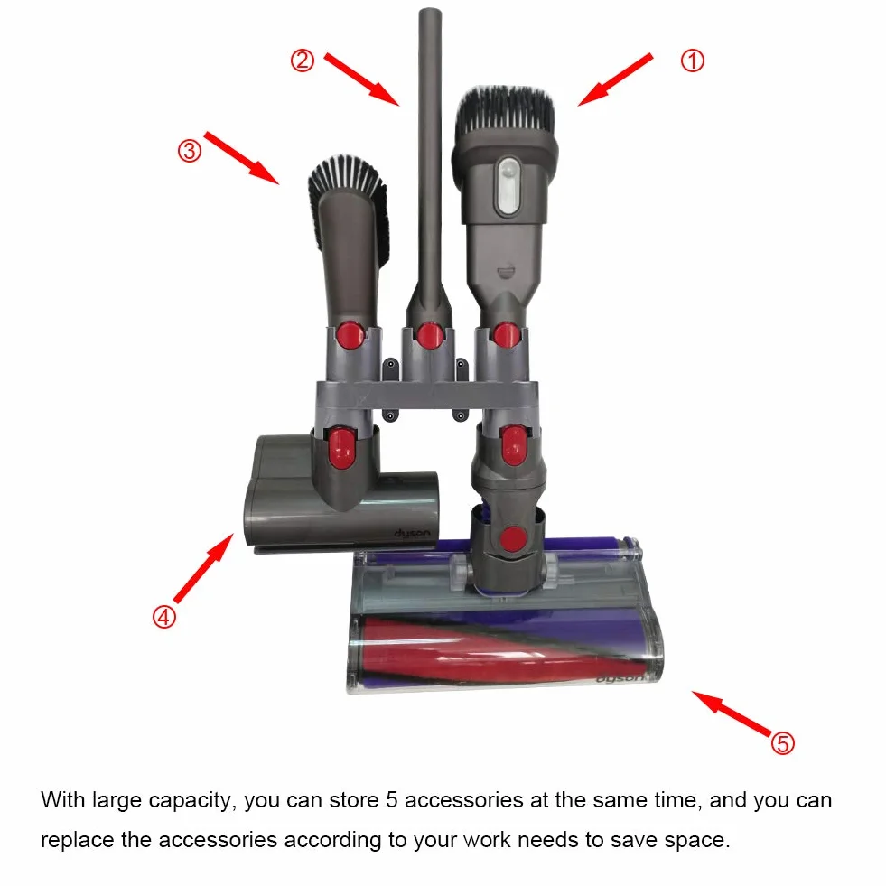 ABC life Zamiennik końcówek do odkurzacza Dyson, uchwyt ścienny, zestaw konwerterów adapterów do Dyson V11 V10, V8, V7, uchwyt organizera Dyson (szary, z pakietem części)