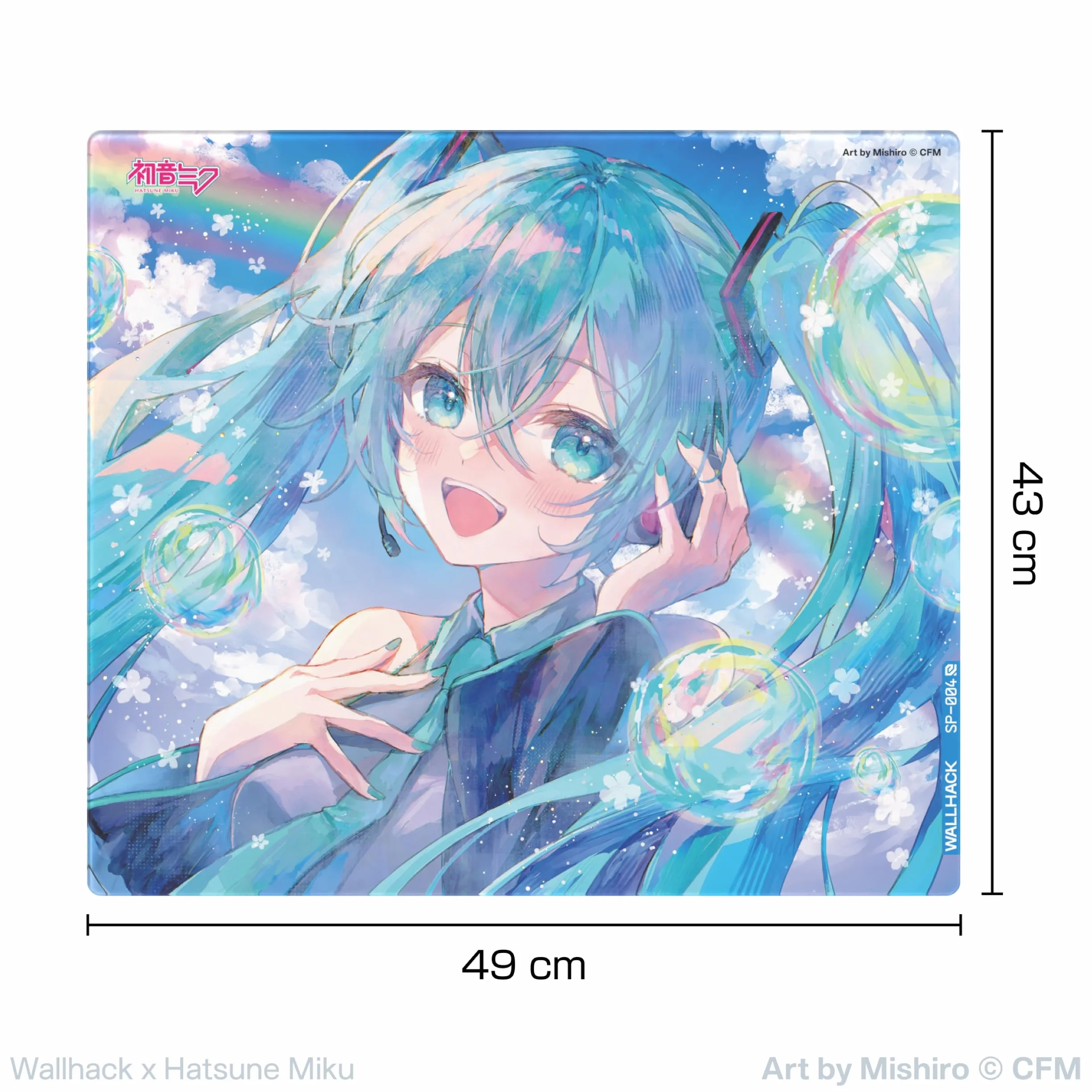 Podkładka pod Mysz Gamingowa Wallhack x Hatsune Miku – Wersja Współpracy SP-004 | Motyw Summer Miku | Profesjonalna Szybka Powierzchnia (Szkło Hartowane) | Duży Rozmiar 49 x 43 cm