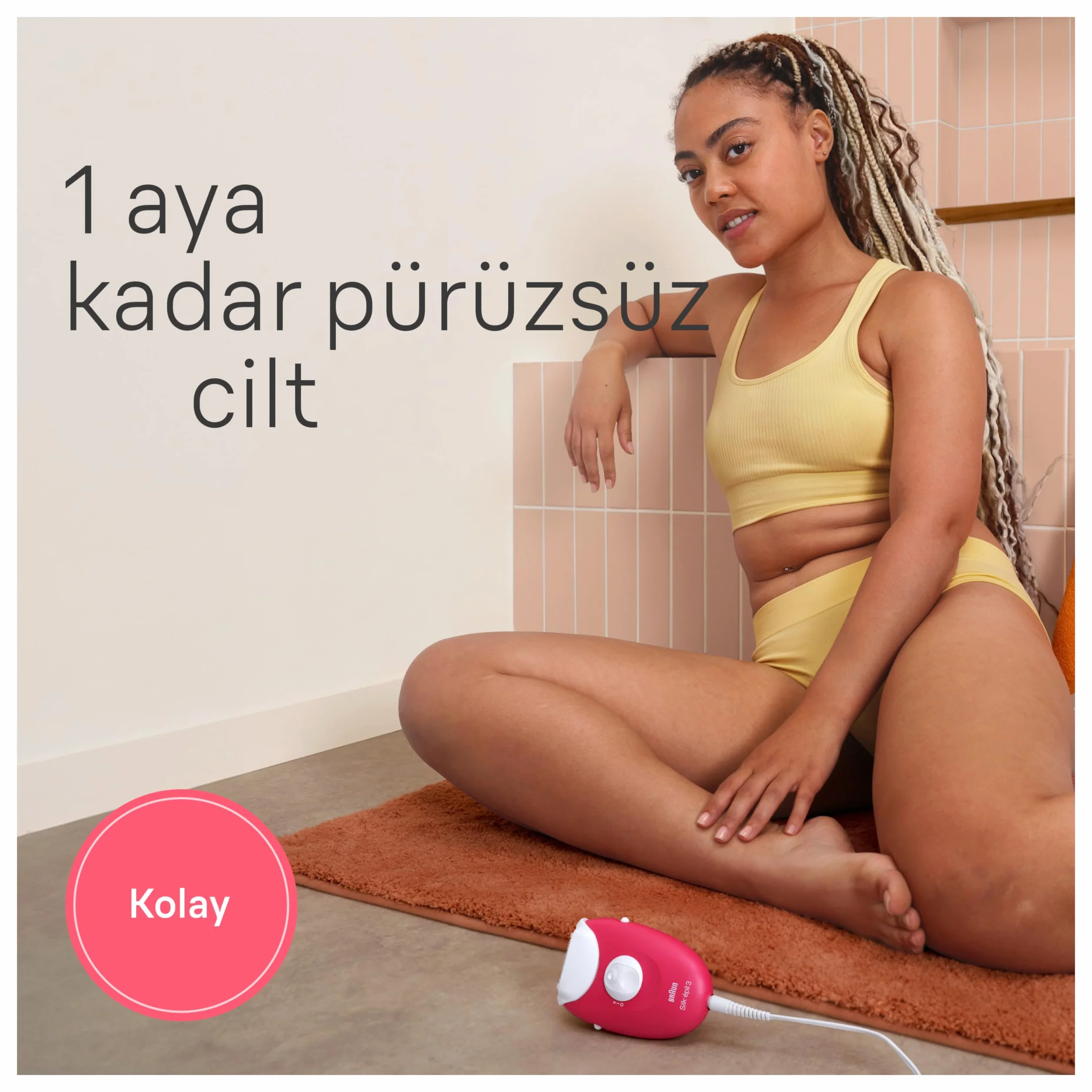 Braun Silk-épil 3, przewodowy depilator damski do usuwania włosów, nasadki do golarki, trymera i masażu ciała, 3-202, malinowy