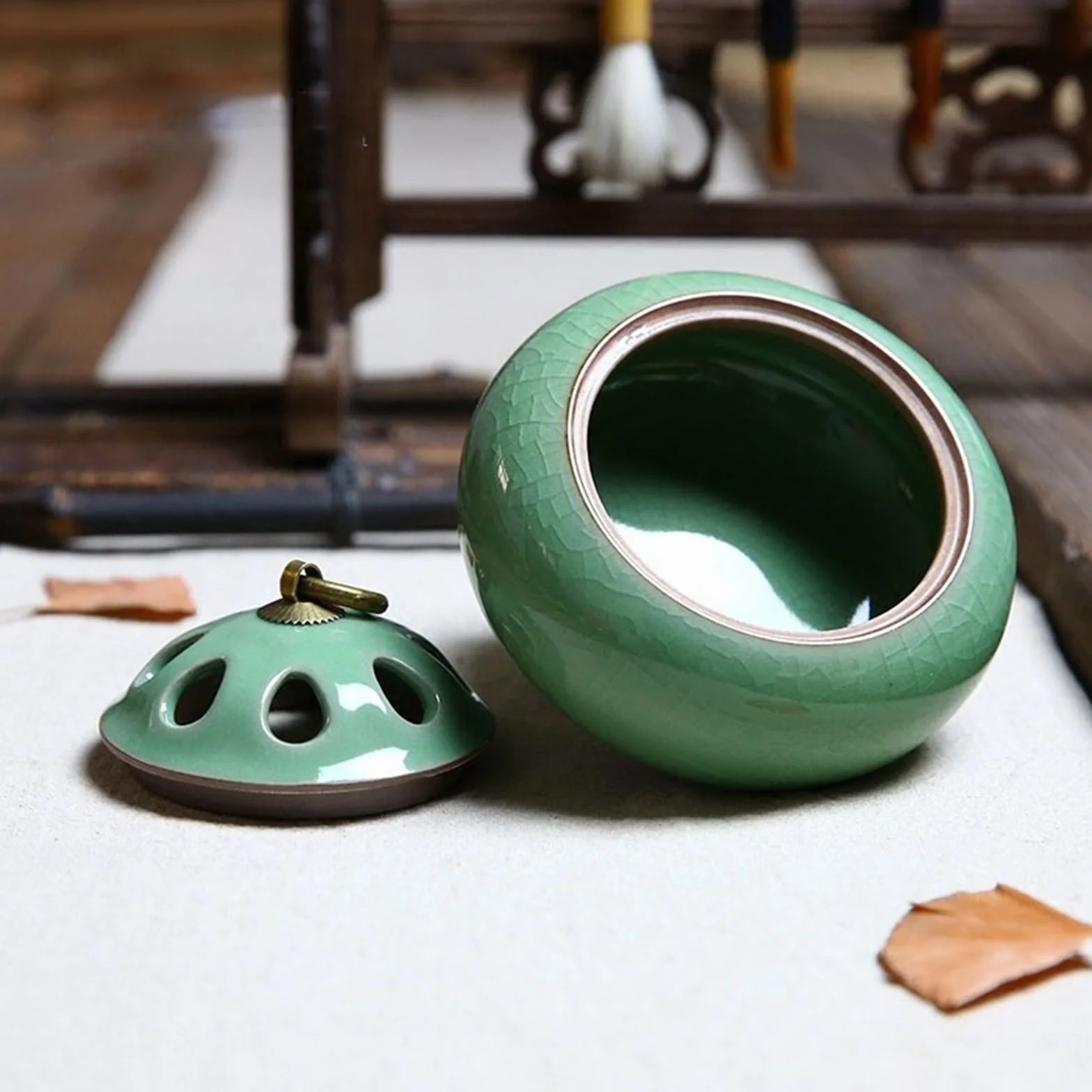 Ceramiczny Pojemnik na Czosnek Pyłoszczelny Wentylowany Zielony