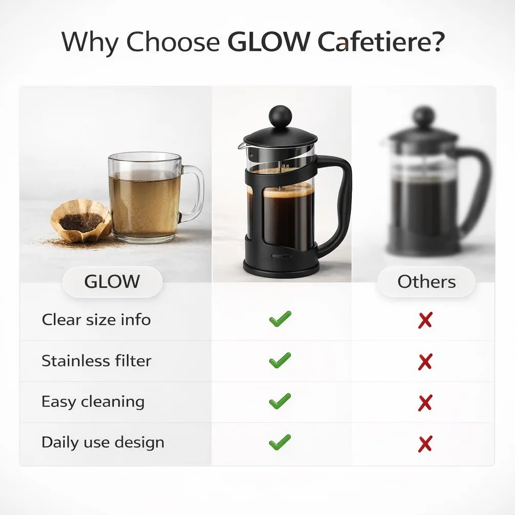 Glow Classic ekspres do kawy czarny 350 ml szkło