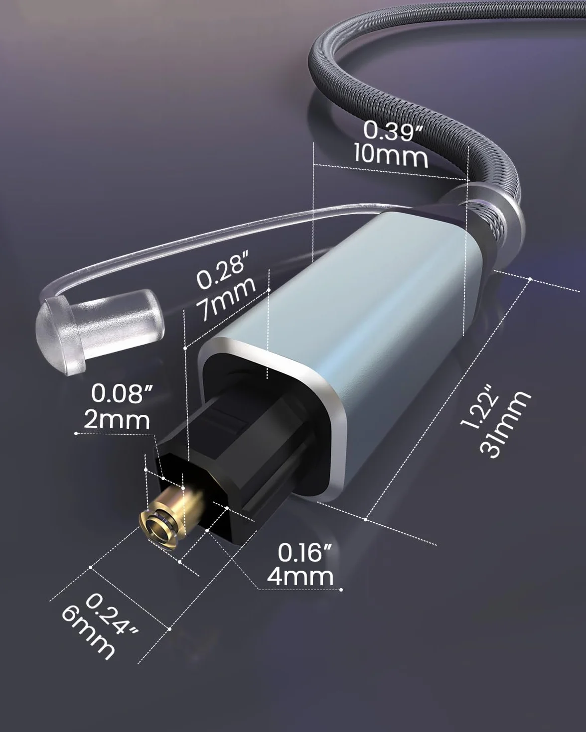 Kabel optyczny audio, nylonowy, pleciony kabel Toslink, światłowodowy, pozłacany 24-karatowym złotem, do soundbarów stereo, systemów kina domowego, Xbox/ PS3/ PS4/ PS5, DVD, wzmacniaczy, 1,5 m