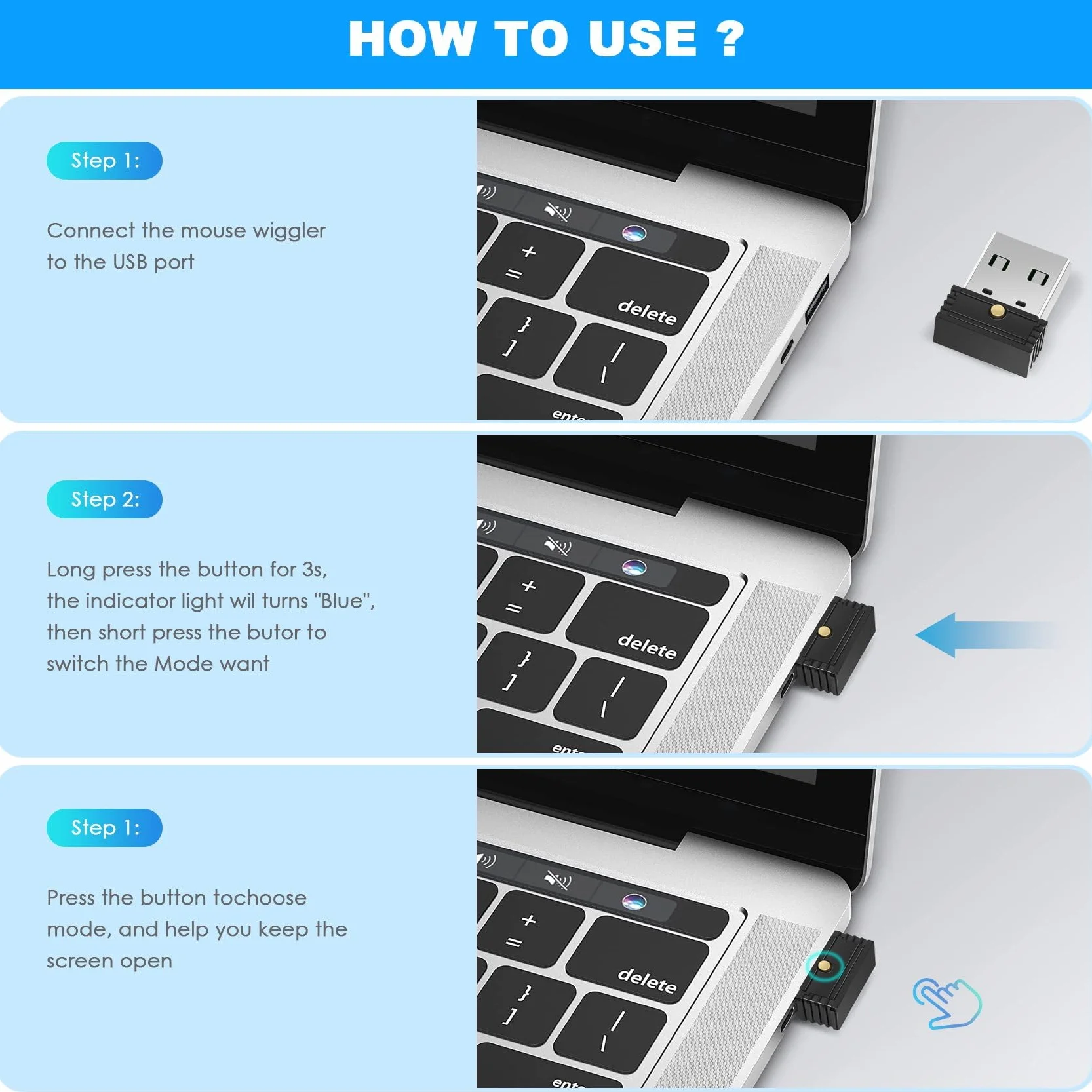 USB-mysz Jiggler, Automatyczny Jiggler Myszy Komputerowej, Trzyma Komputer w Stanie Gotowości, Symuluje Ruchy Myszy