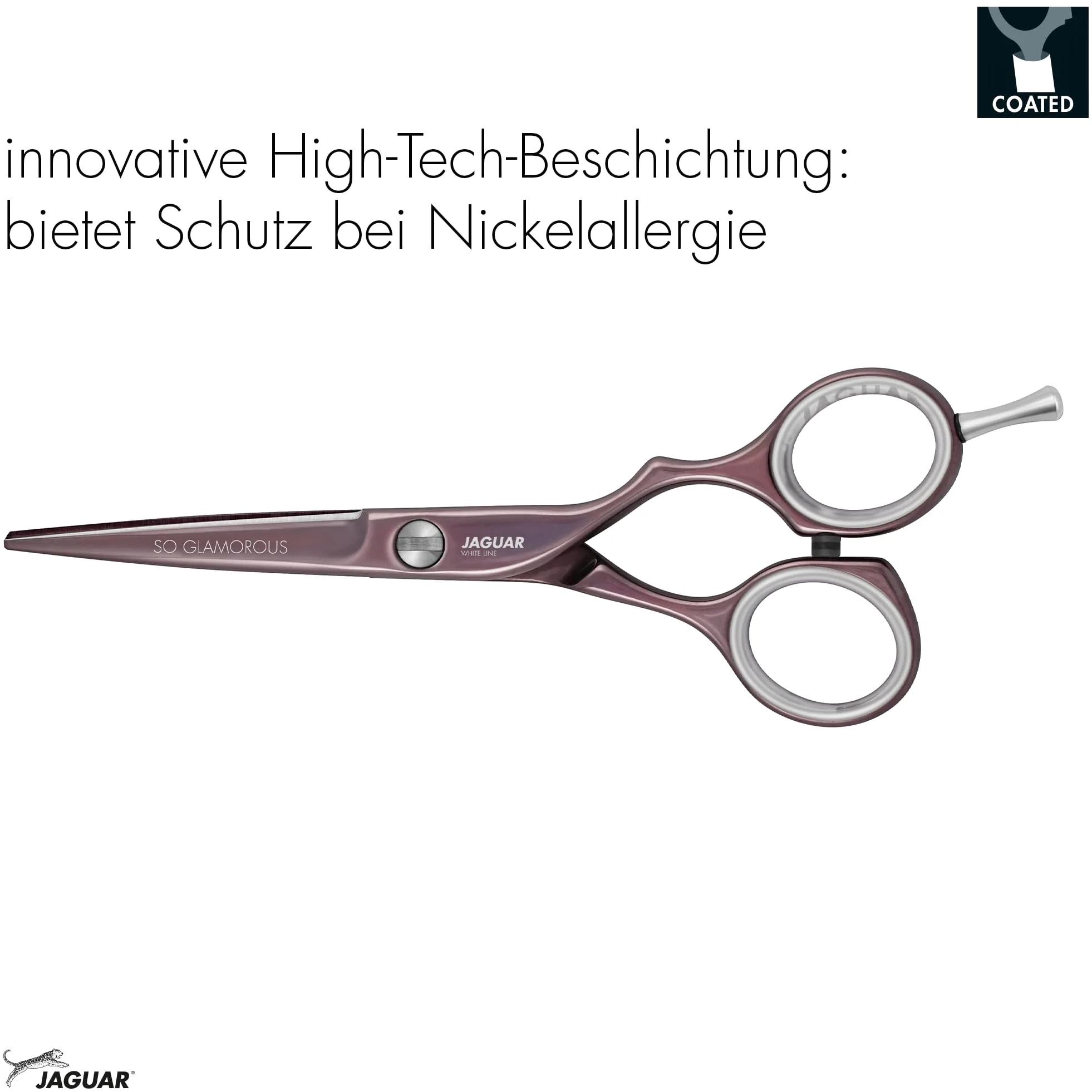 JAGUAR Nożyczki do włosów SO GLAMOROUS Offset 5,5" | Nożyczki fryzjerskie w stylu offsetowym | Antyalergiczna, innowacyjna powłoka High-Tech | Made in Germany