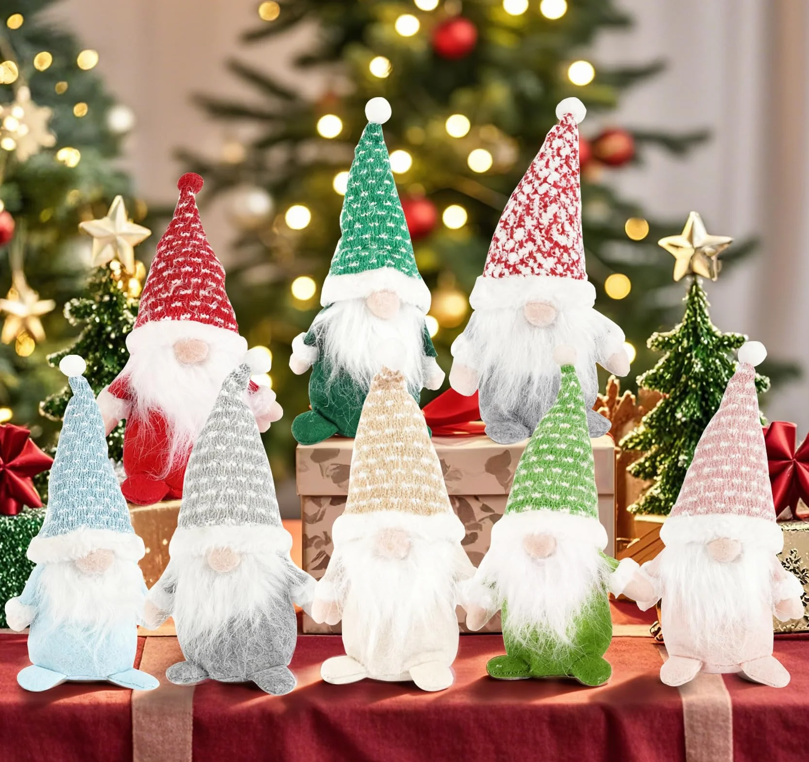 Anstore Wichtel Deko 20 cm świąteczne figurki 8-pack krasnoludków ozdoby bożonarodzeniowe