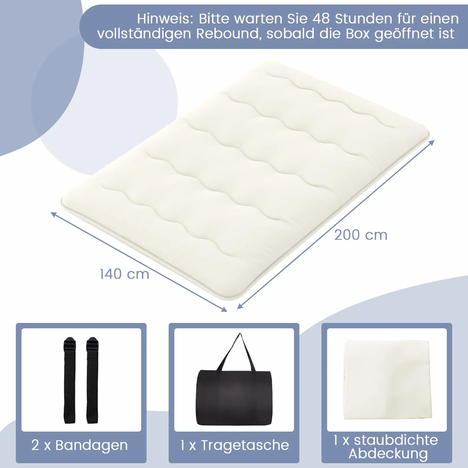 GOPLUS Materac podłogowy tatami futon z pokrowcem do prania, materac tatami z torbą do przenoszenia, materac kempingowy, wyściełany materac do sypialni, salonu i na kemping (beżowy, 200 x 140 cm)