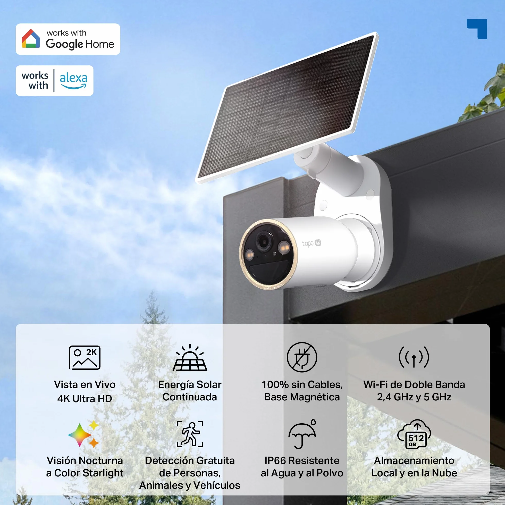 Tapo C460 KIT 4K 8MP solarna kamera monitoringowa zewnętrzna bateria, noktowizor Starlight, Dual-Band WLAN, podstawa magnetyczna, szyfrowany zapis microSD, rozpoznawanie AI, akumulator 10000 mAh