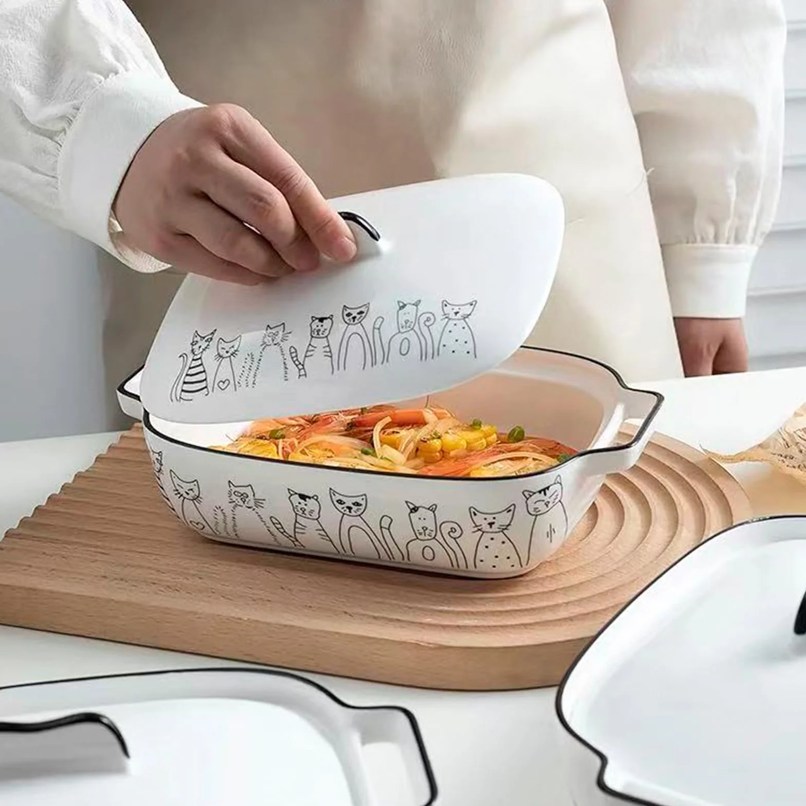 Naczynie do zapiekanek z pokrywką, prostokątne naczynie do zapiekanek z ceramiki, małe naczynia do zapiekanek z ceramiki, forma do lasagne piekarnika do chleba, lasagne, tiramisu i zapiekanki