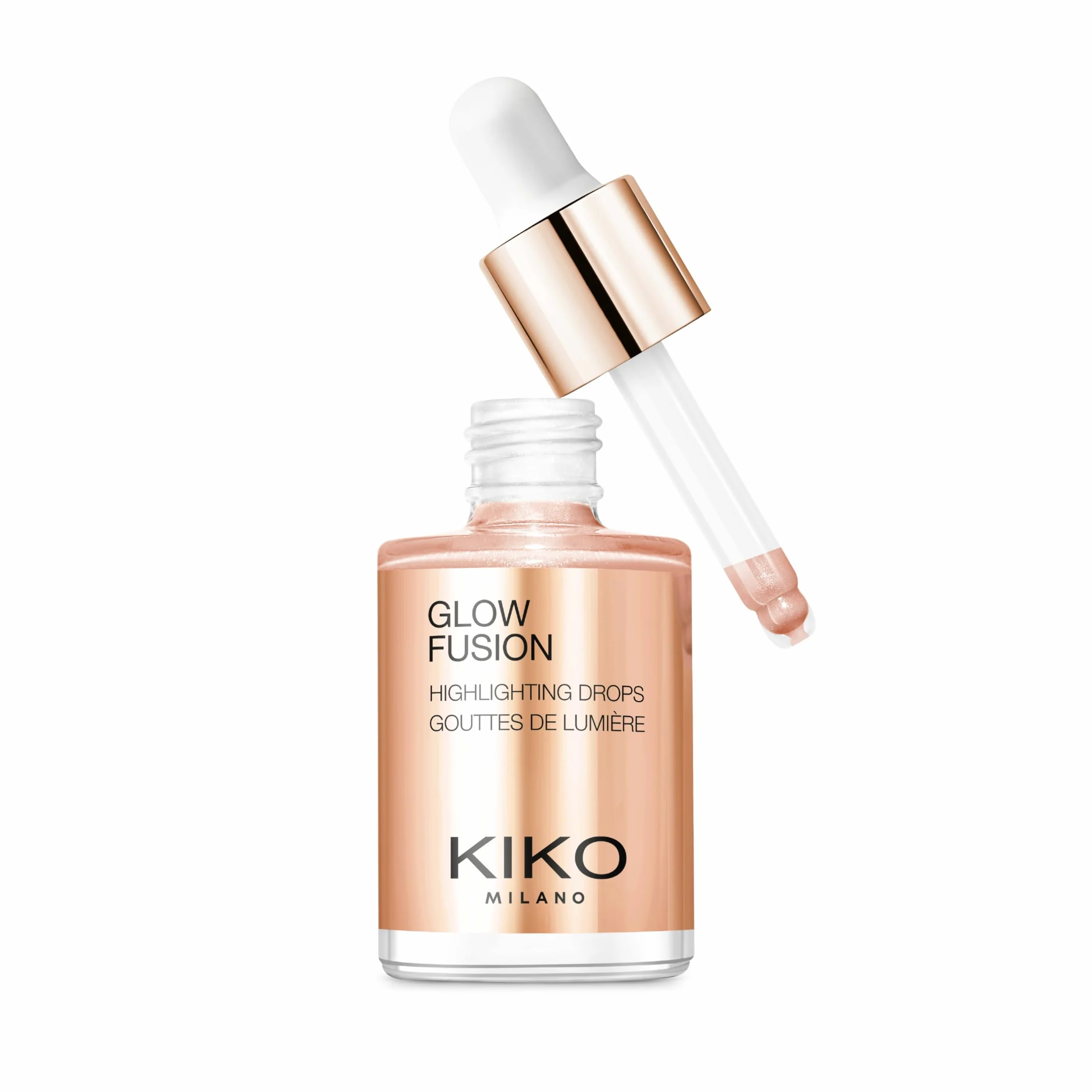 KIKO Milano Glow Fusion Highlighting Drops 02, Metaliczny Rozświetlacz Do Twarzy W Płynie