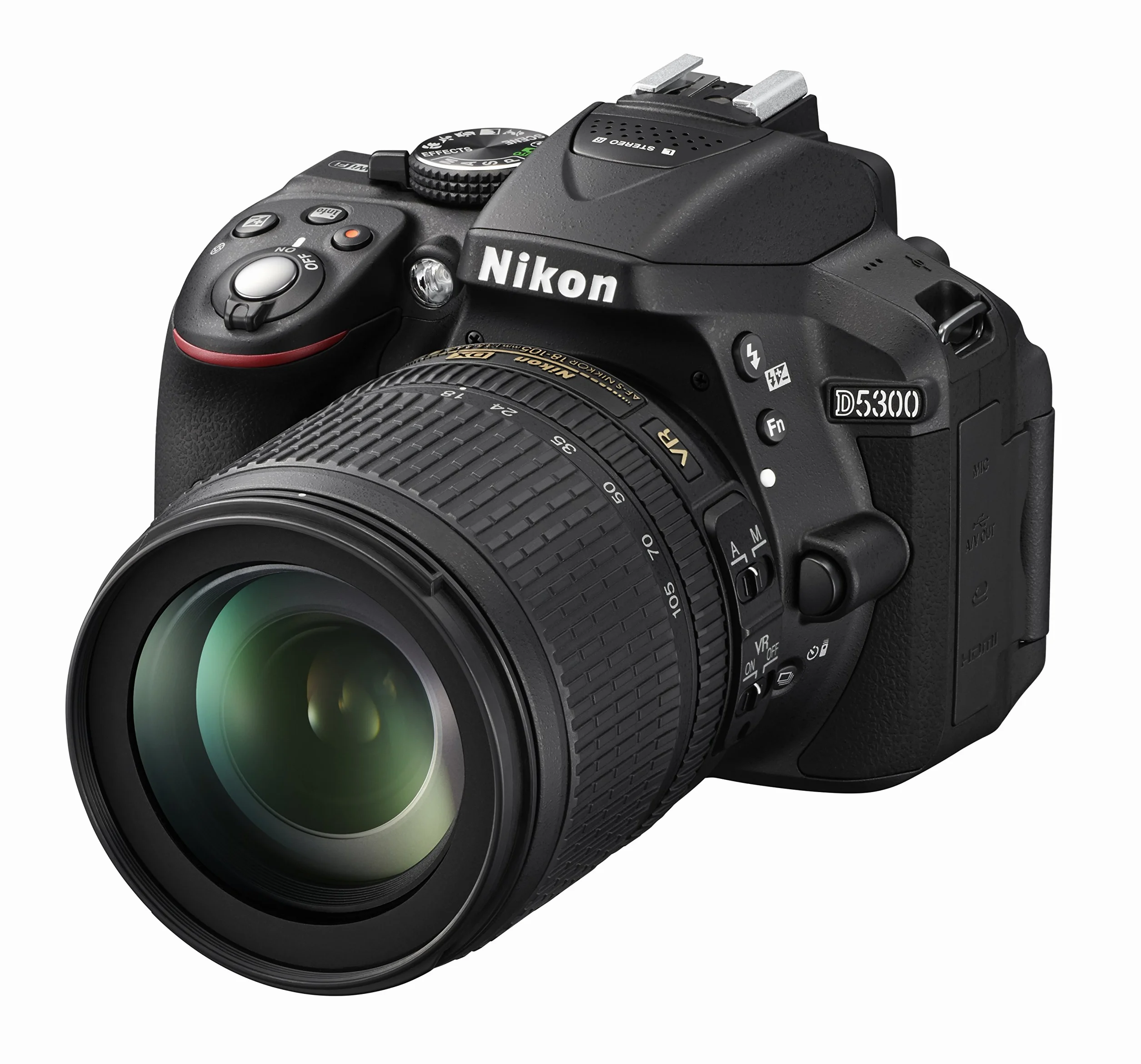 Nikon D5300 + Nikkor 18-105 VR + SD 8GB Lexar Premium 200x SLR-Kamera-Set 24,2 MP CMOS 6000 x 4000 Pixel Schwarz - Digitalkameras (24,2 MP, 6000 x 4000 Pixel, CMOS, Full HD, 480 g, Schwarz)
