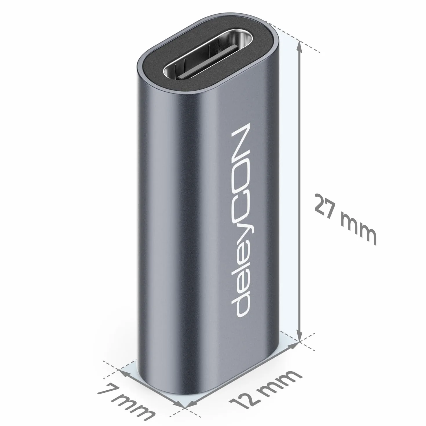deleyCON Złączka USB-C 40 Gbps, 240 W, 8K60Hz, USB 4.0 - Aluminiowa Obudowa - Gniazdo do Gniazda - Przedłużenie Kabla USB-C, do ładowania i Danych, Smartfon, Tablet, MacBook, Notebook, PS5 itp.