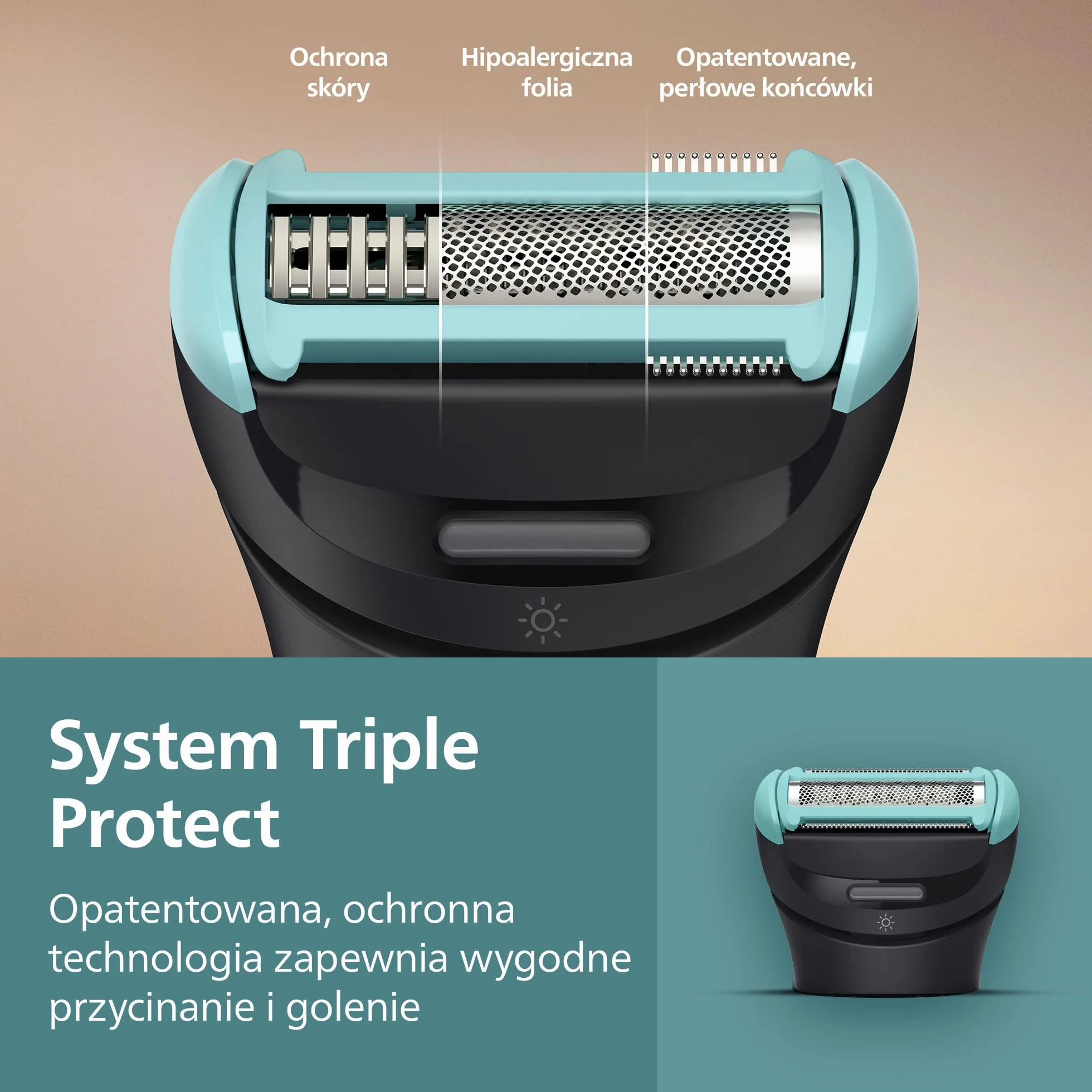 Philips Body Groomer Seria 7000 – trymer do ciała głowicą golącą 2D Triple Protect, precyzyjne i delikatne golenie okolic intymnych, pełni wodoodporny, jego czas działania wynosi 120 minut, BG7480/15