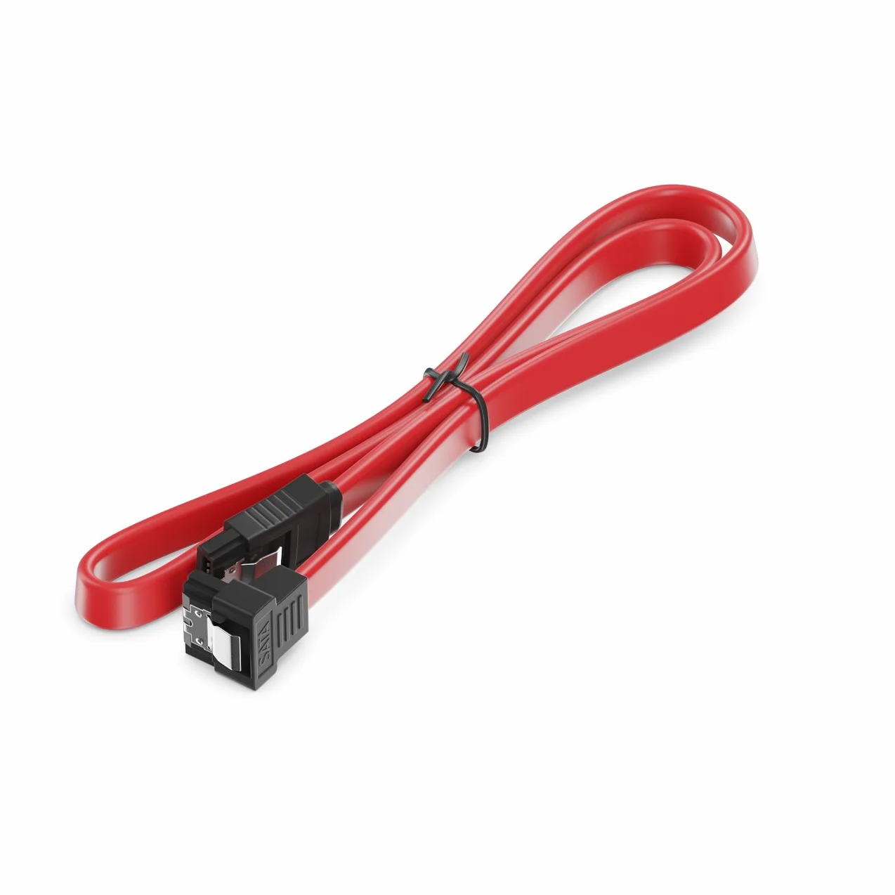 deleyCON 30cm SATA III Kabel - Przewód Danych S‑ATA 3 - do HDD SSD - z Metalowym Klipsem - Przepustowość 6 Gbit/s - 1x Wtyk Prosty 1x Wtyk Kątowy L‑Type - Czerwony