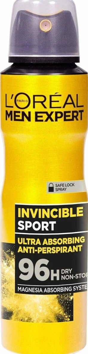 L'Oréal Paris Men Expert Invincible Sport Dezodorant w sprayu, mocne wchłanianie, ochrona do 96H, 150 ml