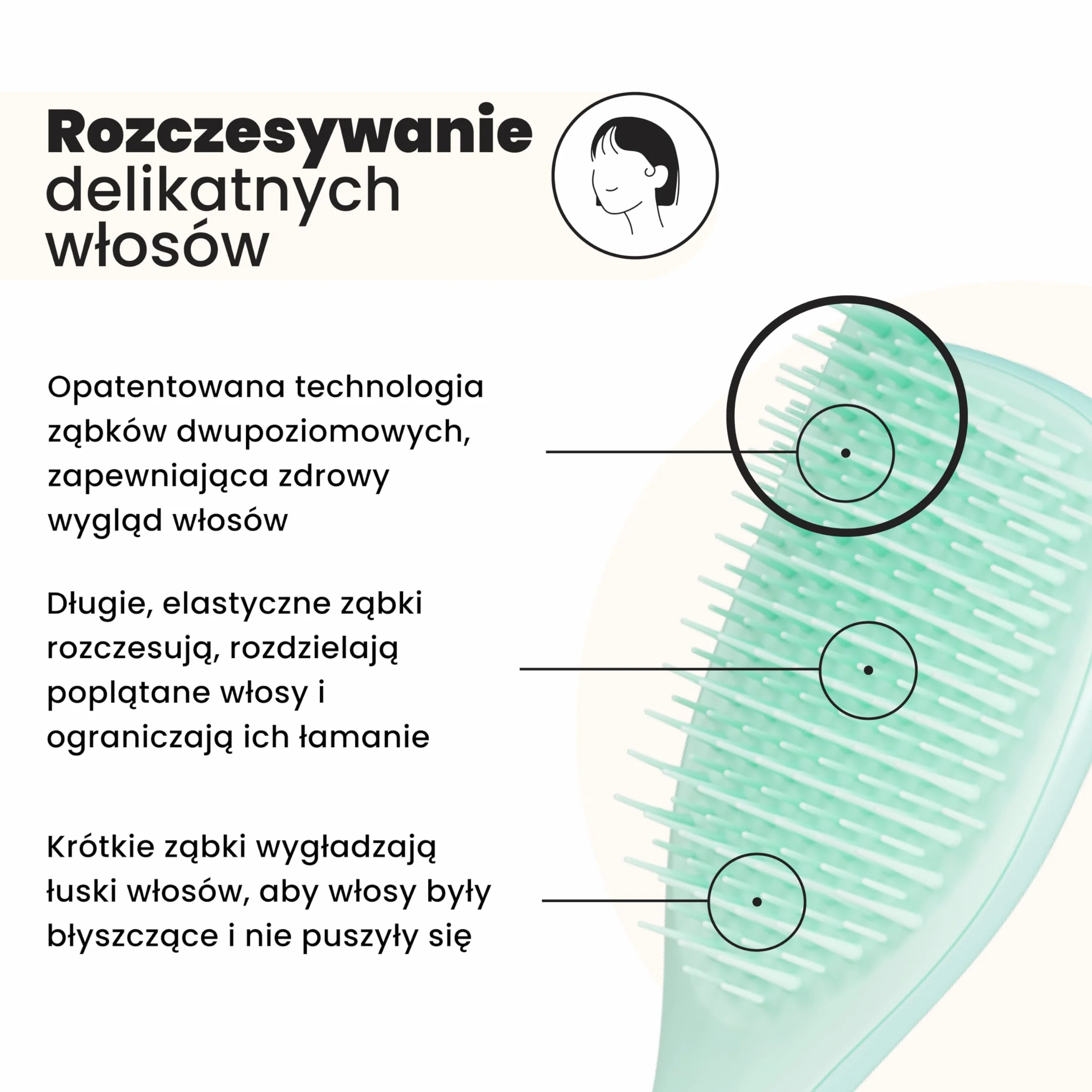 Tangle Teezer Mini Ultimate Detanger Fine & Fragile - do włosów mokrych i suchych - szczotka do rozczesywania do cienkich i delikatnych włosów - idealna szczotka dla dzieci i w podróży - Nefrytowa