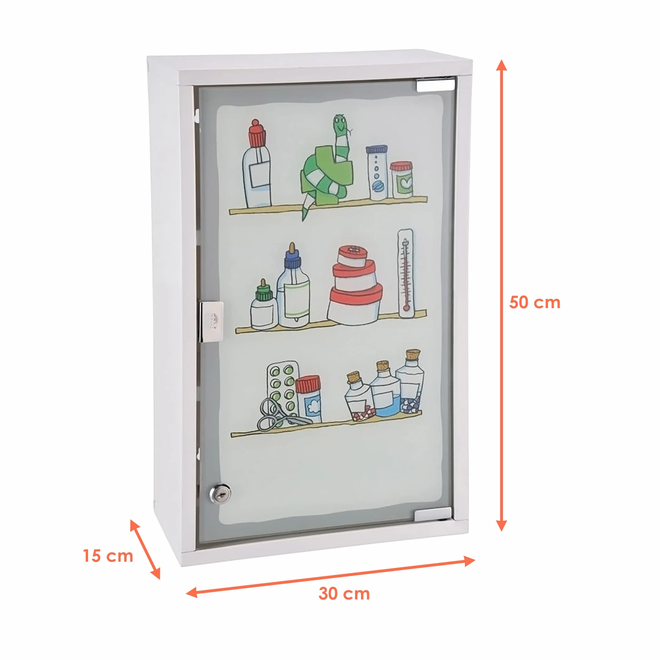 Spetebo Apteczka pierwszej pomocy XXL 50 x 30 cm z matowym szkłem