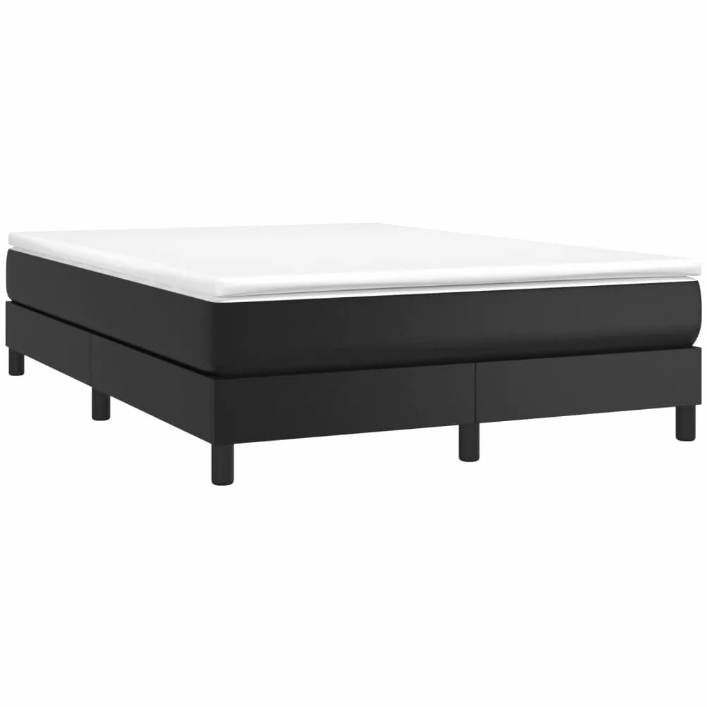vidaXL Łóżko kontynentalne 140x200 cm czarne obite sztuczną skórą