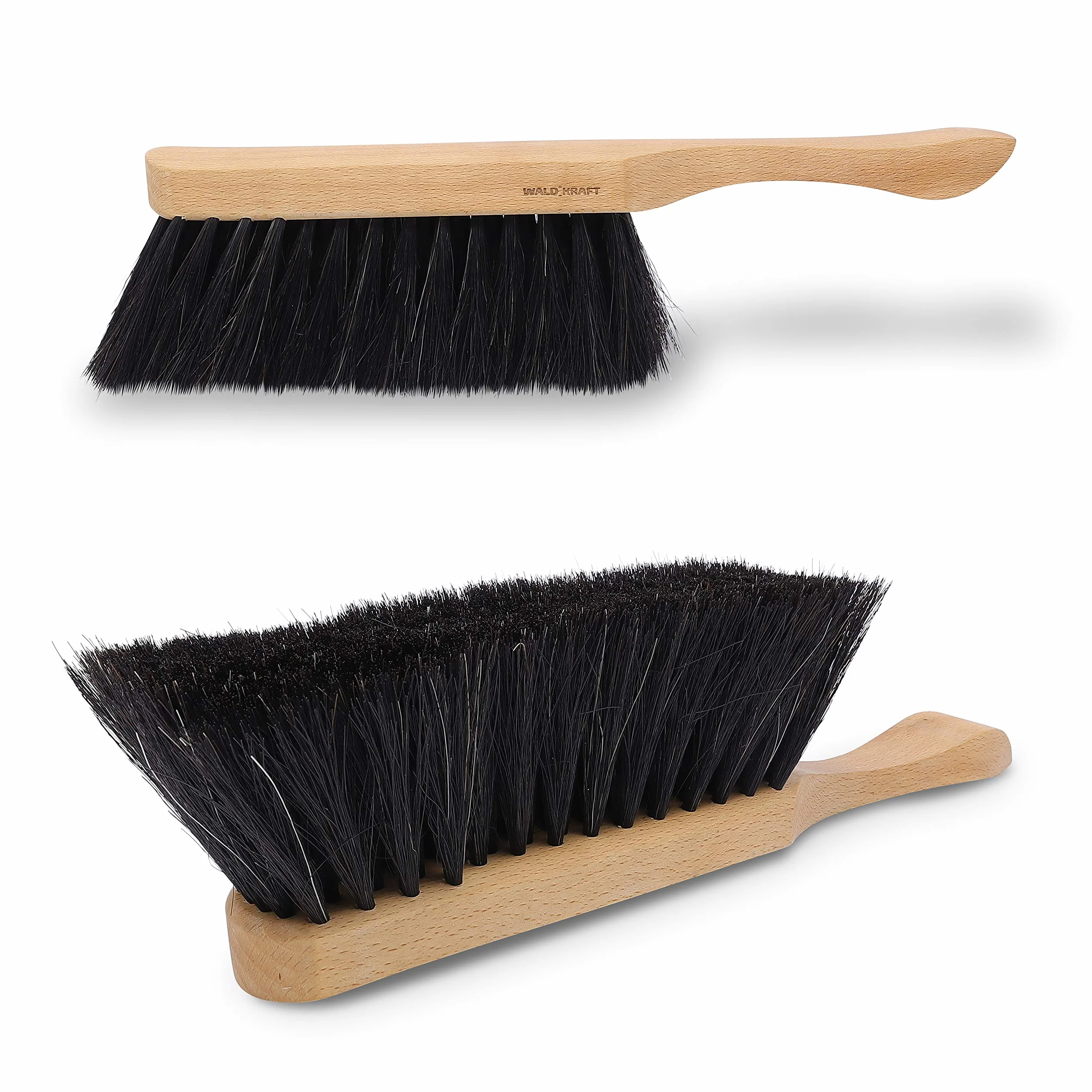 WALDKRAFT Ręczna zmiotka z włosiem ogona czarna 30 cm | ręczna szczotka z drewna bukowego FSC 100% | miotła do zamiatania Made in Germany (1, ręczna zmiotka do ogona)