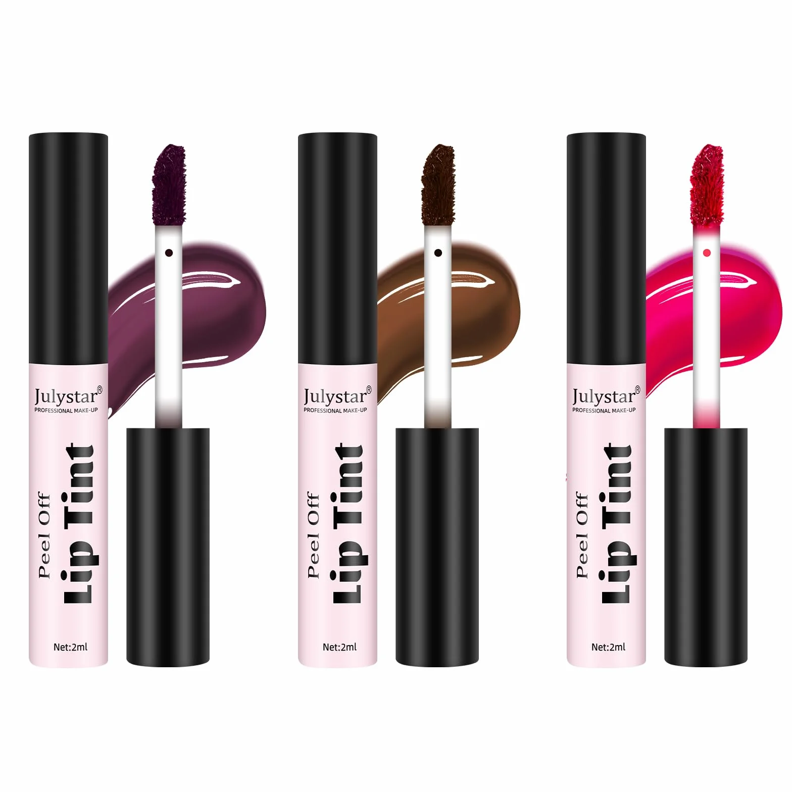 LOPHE Lip Tint Peel Off, zestaw 3 kolorów do ust, dla kobiet Odcień do ust, wodoodporny, matowy wykończony szminką, długotrwały błyszczyk, wymienny błyszczyk do ust (zestaw A)