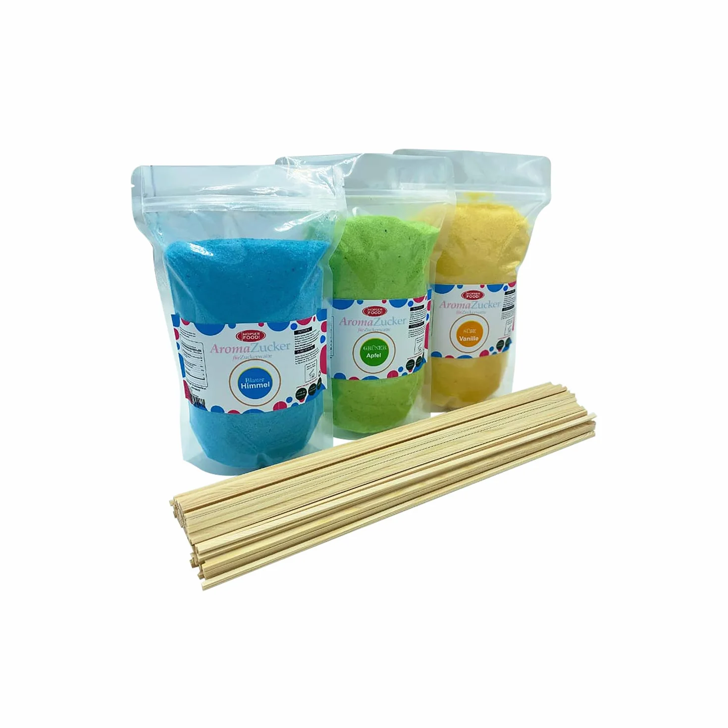 Eventset XL 3 kg cukier waty cukrowej z 200 pałeczkami 40 cm zestaw